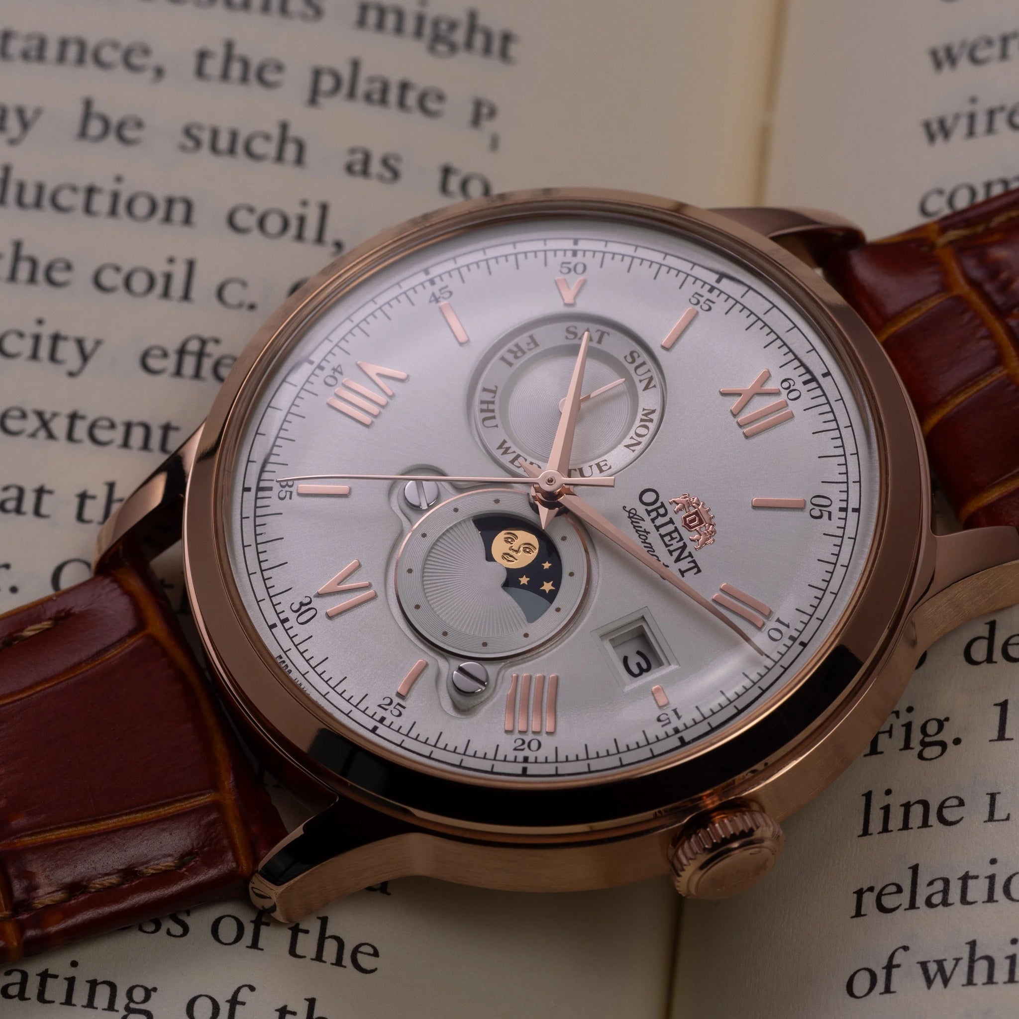 Montre Orient Bambino RA-AK0801S30B Sun & Moon Blanc Automatique