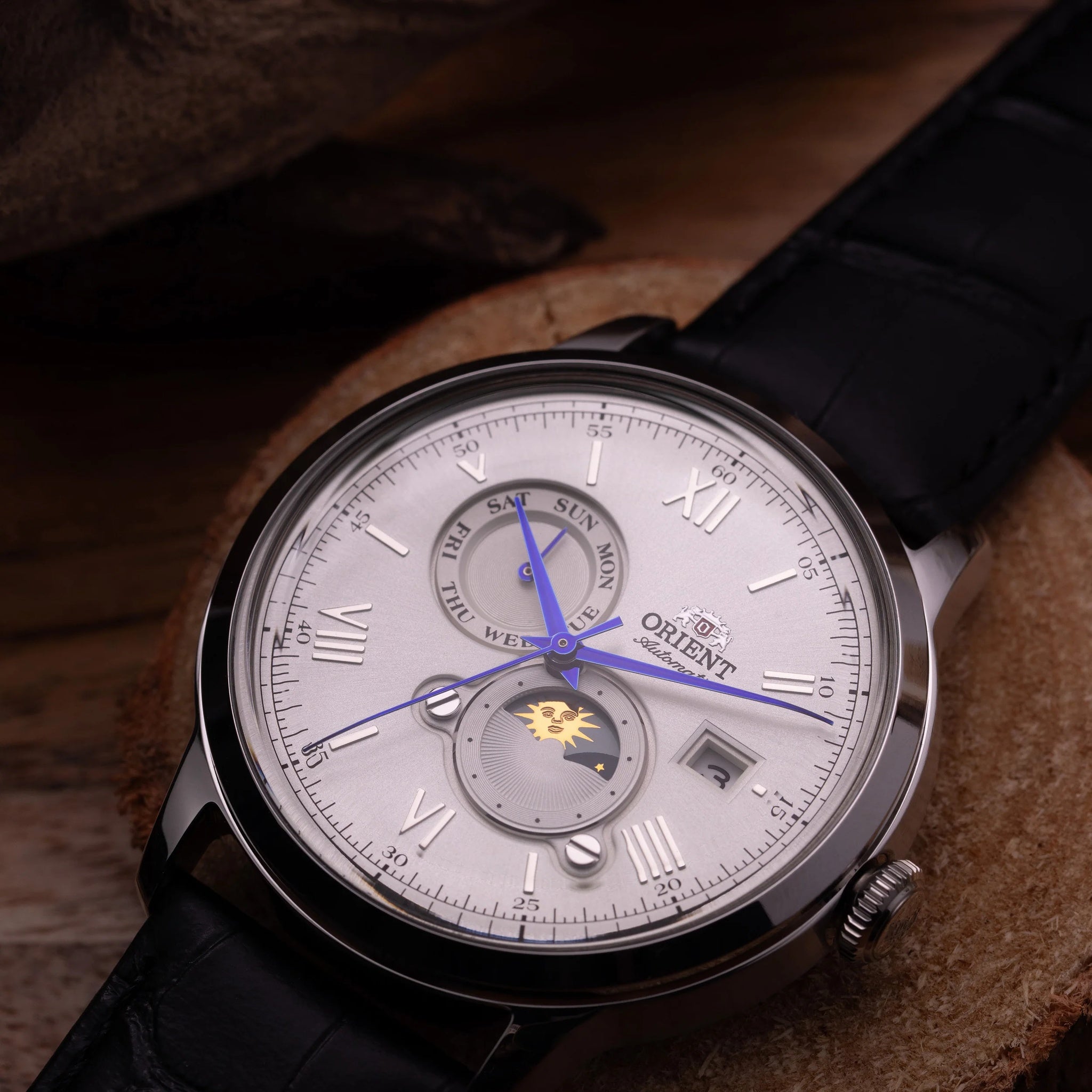 Montre Orient Bambino RA-AK0802S30B Sun&Moon Blanc Automatique