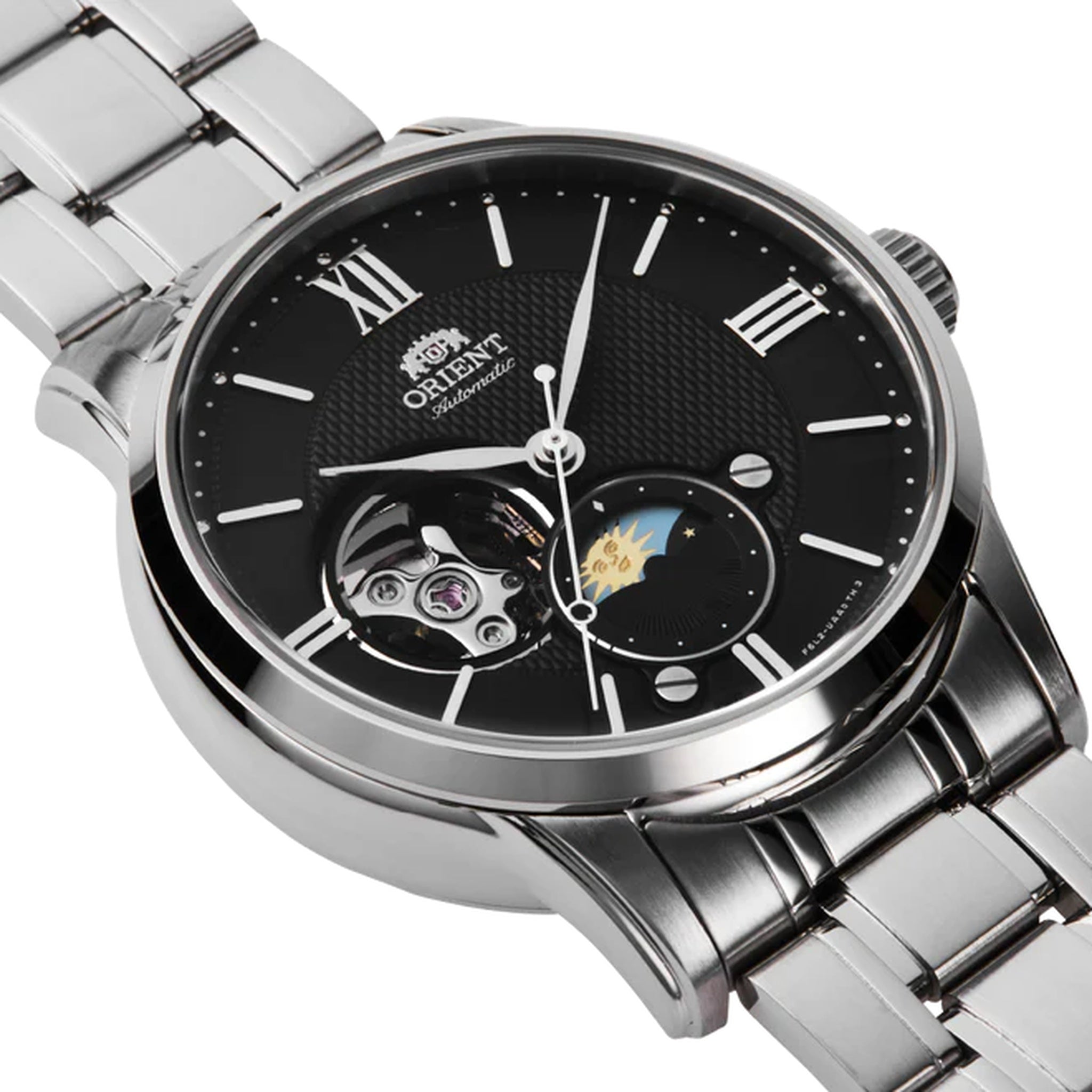 Montre Orient Classique RA-AS0008B30B Cœur ouvert Sun&Moon Noir Automatique