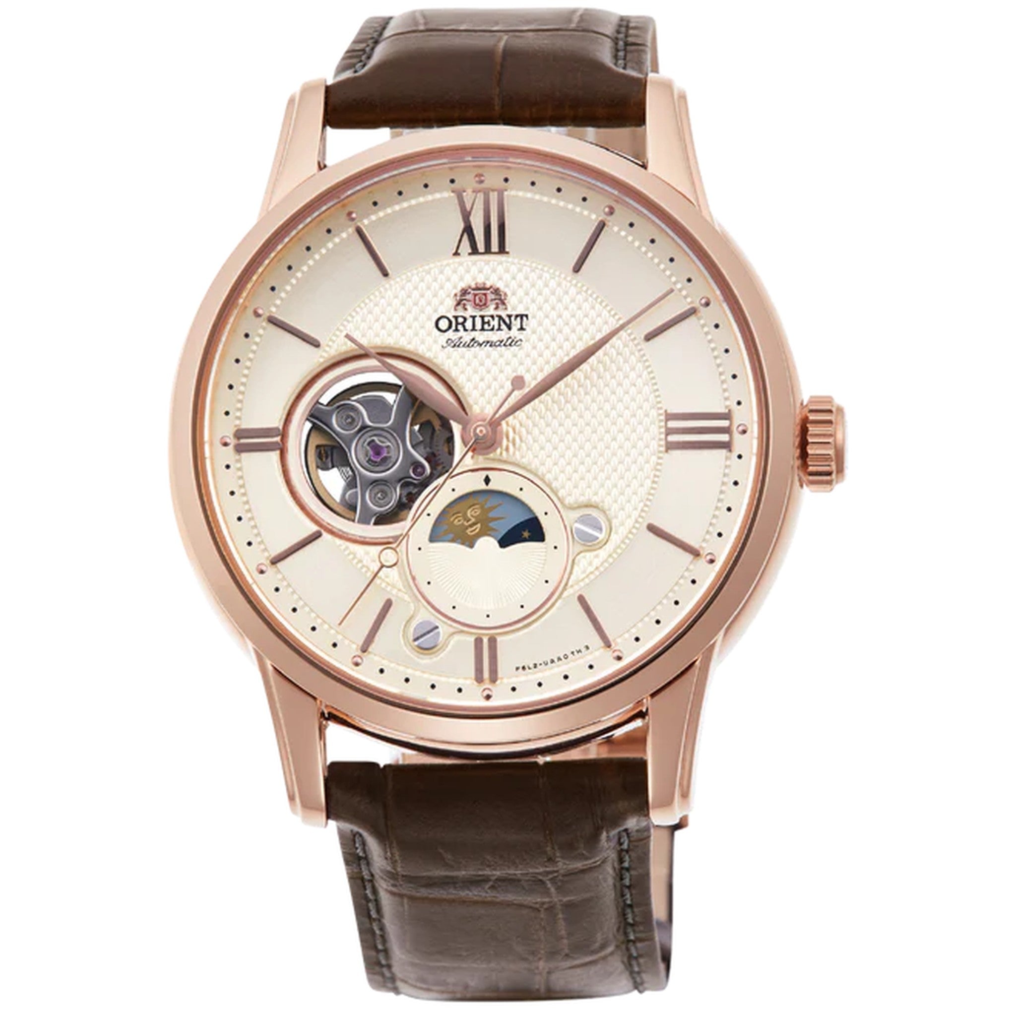 Montre Orient Classique RA-AS0009S30B Cœur ouvert Sun&Moon Ivoire Automatique