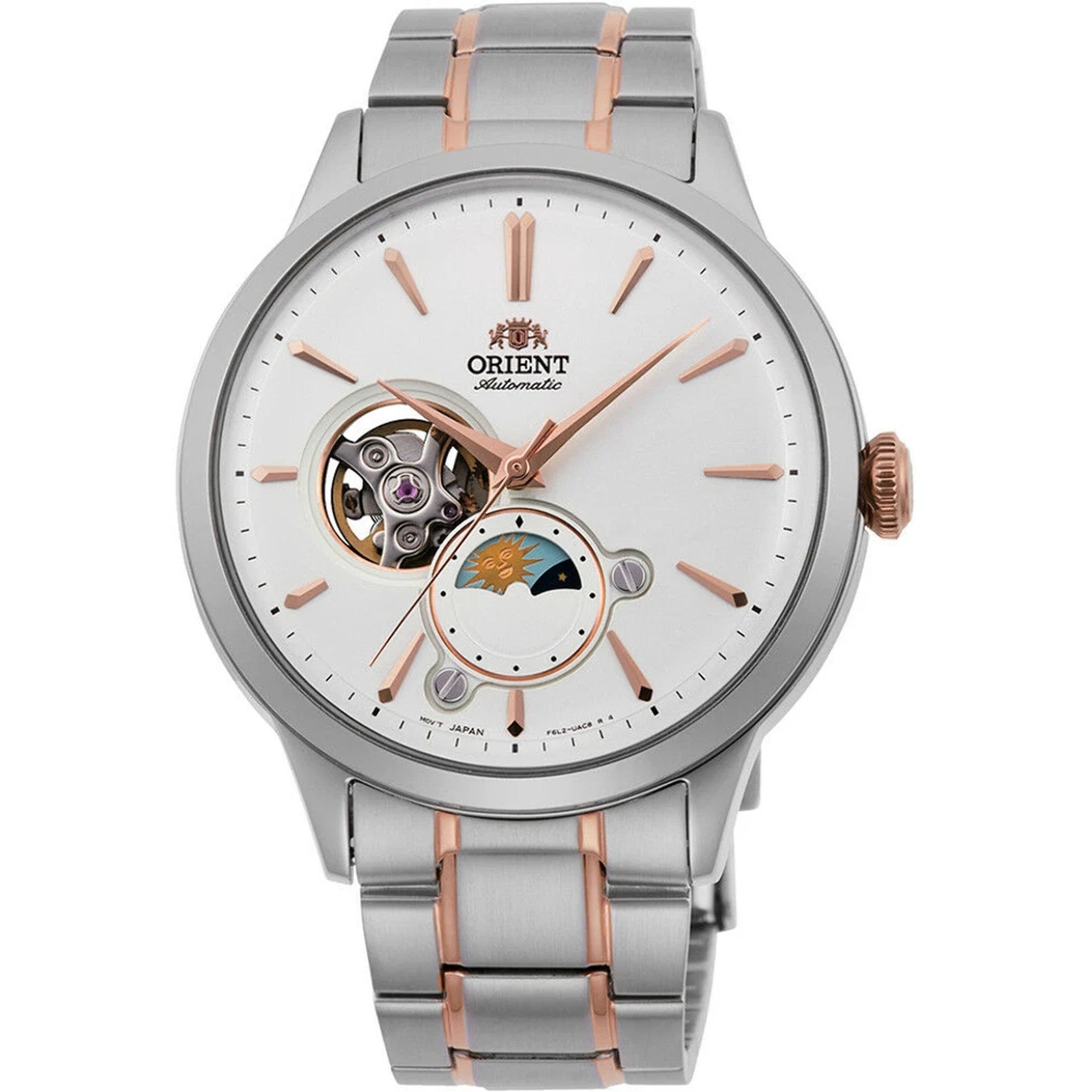 Montre Orient Classique RA-AS0101S30B Cœur ouvert Sun&Moon Blanc Automatique
