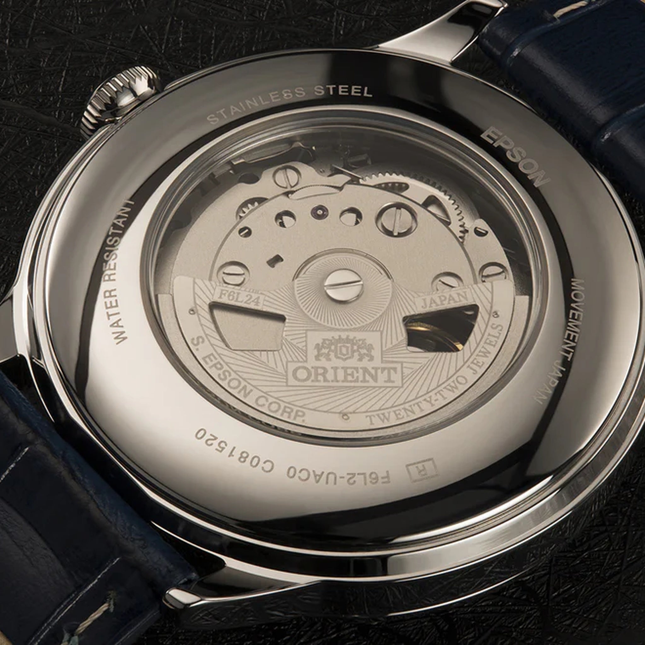Montre Orient Classique RA-AS0103A30B Cœur ouvert Sun&Moon Bleu Automatique