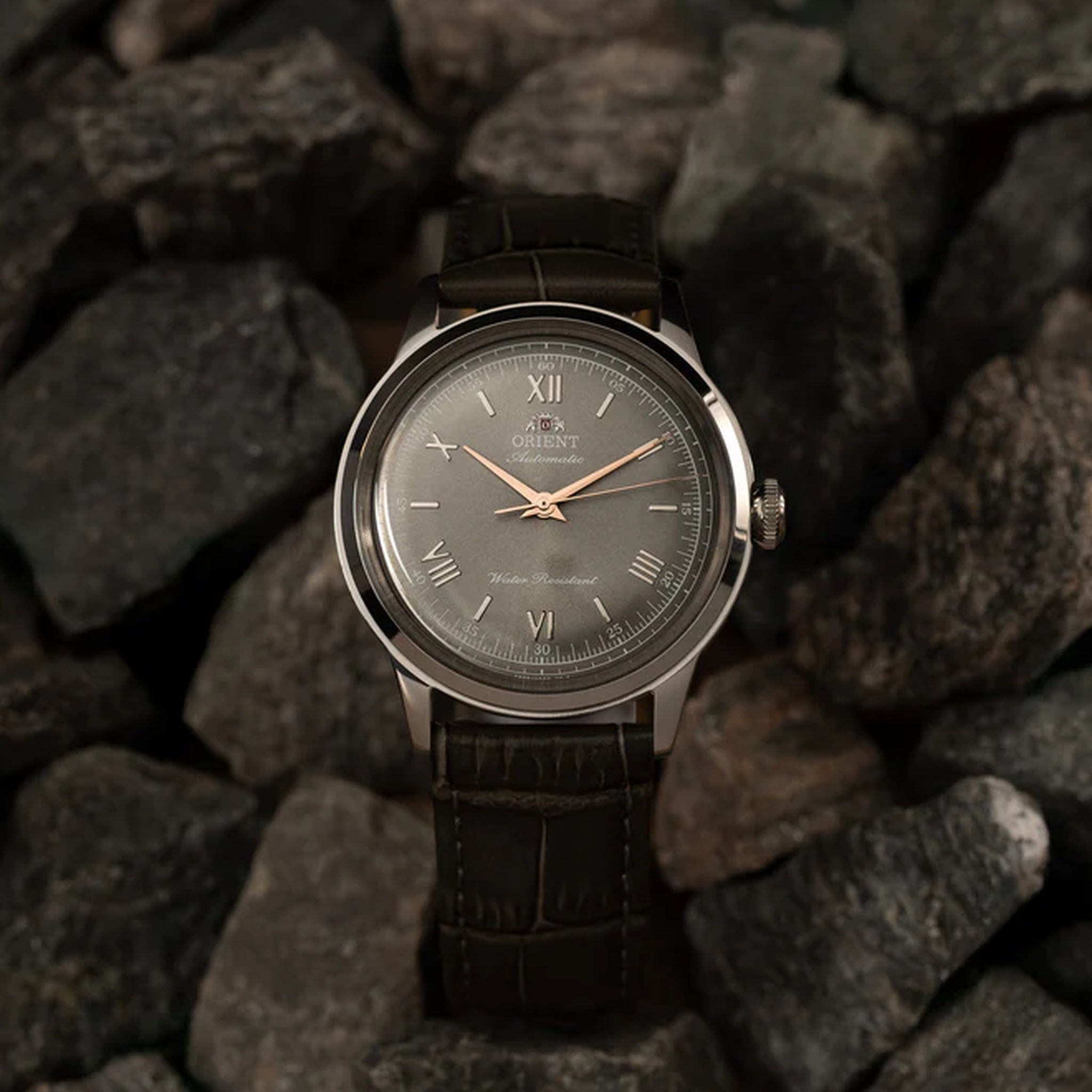 Montre Orient Bambino RA-BB0006N30B 38mm Chiffres Romains Gris Automatique