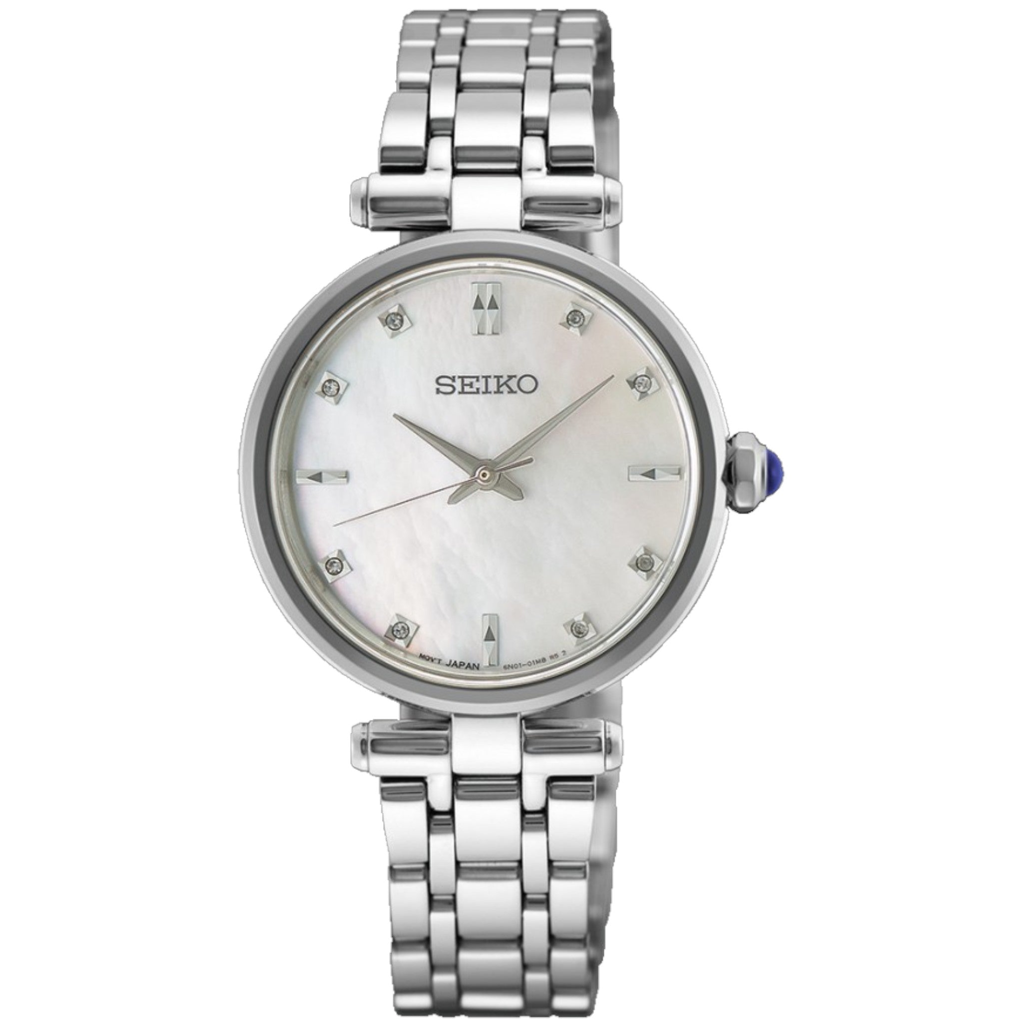 Seiko Classic Round Women's Watch HGH005P1 Diamonds Mother of Pearl Silver
