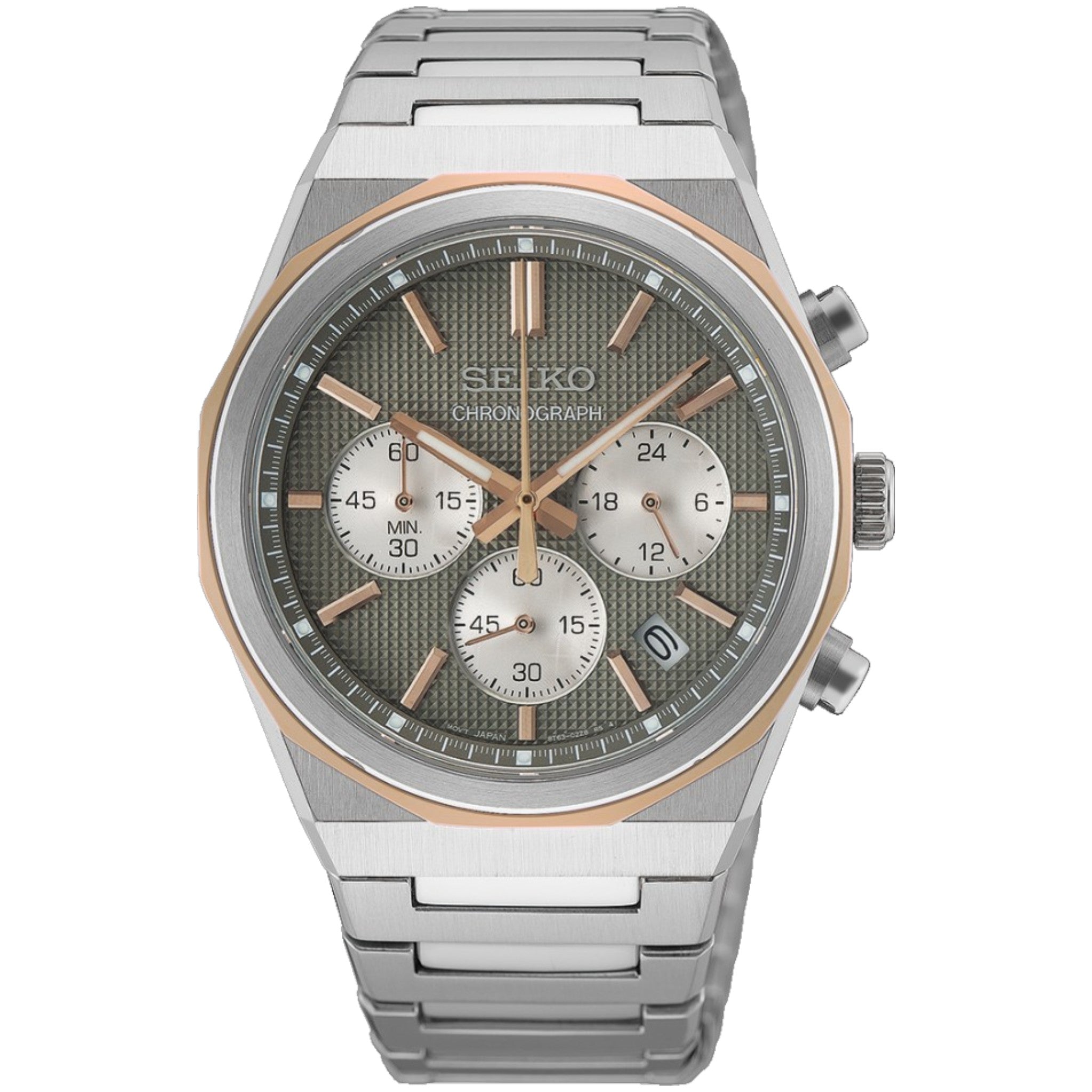 Seiko Essentials Men's Watch HGK002P1 Chronograph Silver Rose Gold
