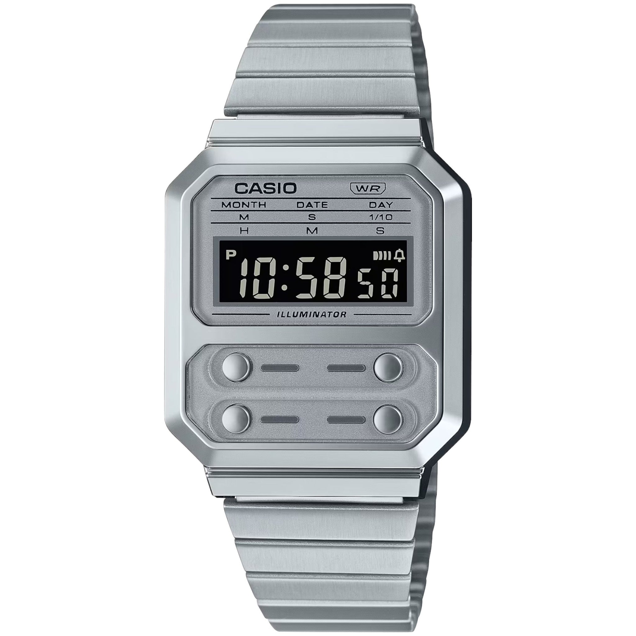 Casio Unisex Vintage Uhr A100WE-7B Quarz Digital Silber Grau