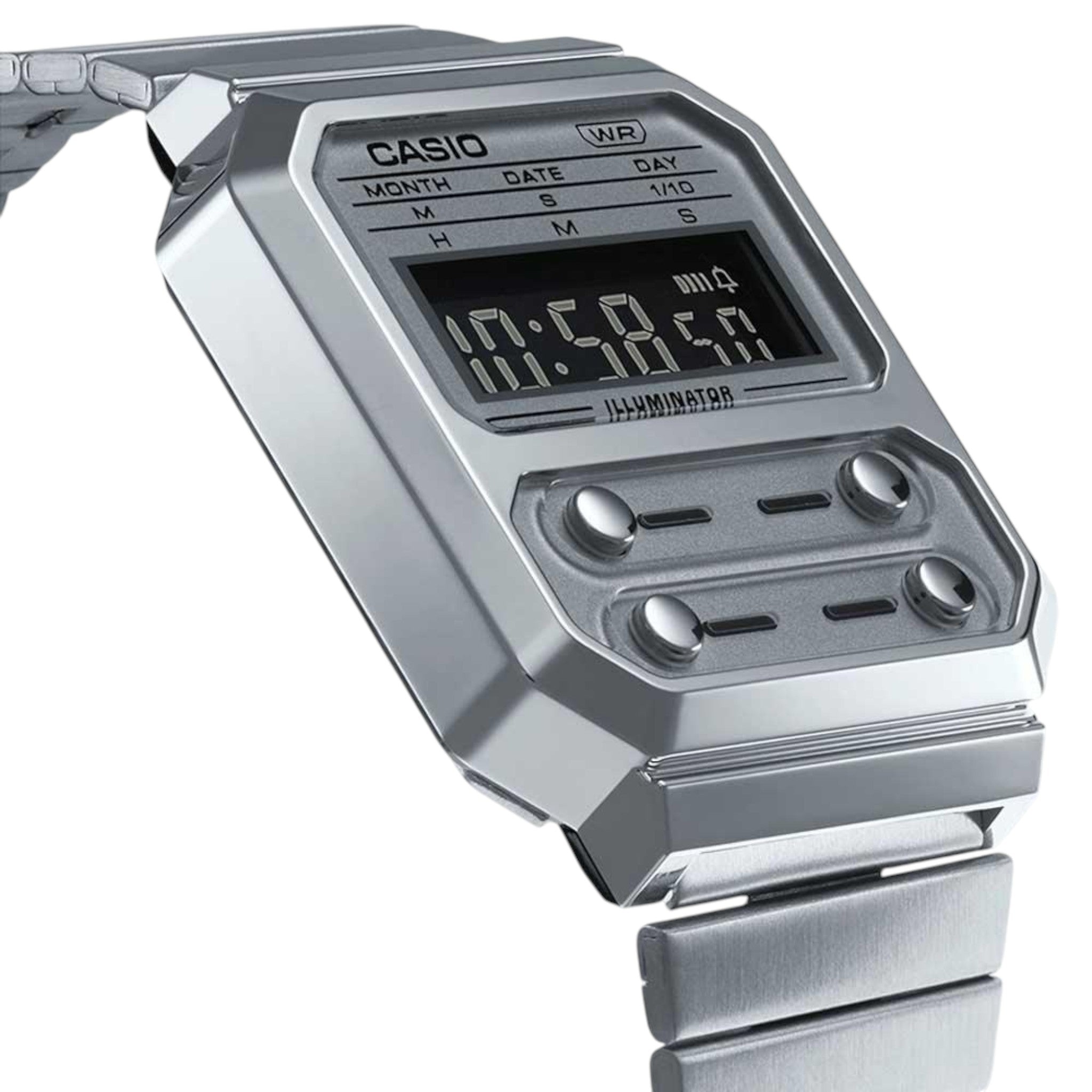 Montre Casio Mixte Vintage A100WE-7B Quartz Digitale Argent Gris