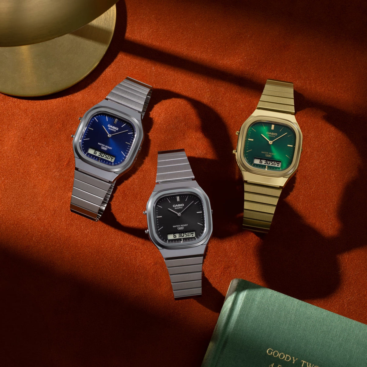 Montre Casio Vintage AQ-240EG-3A Analogique / Digitale Doré Vert Mixte