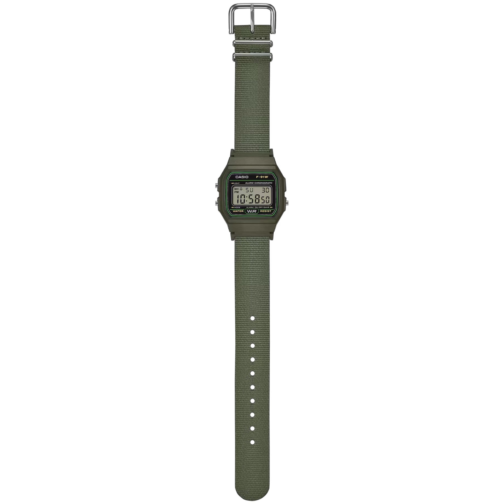 Montre Casio Mixte F-91WF-3A Quartz Digitale Vert