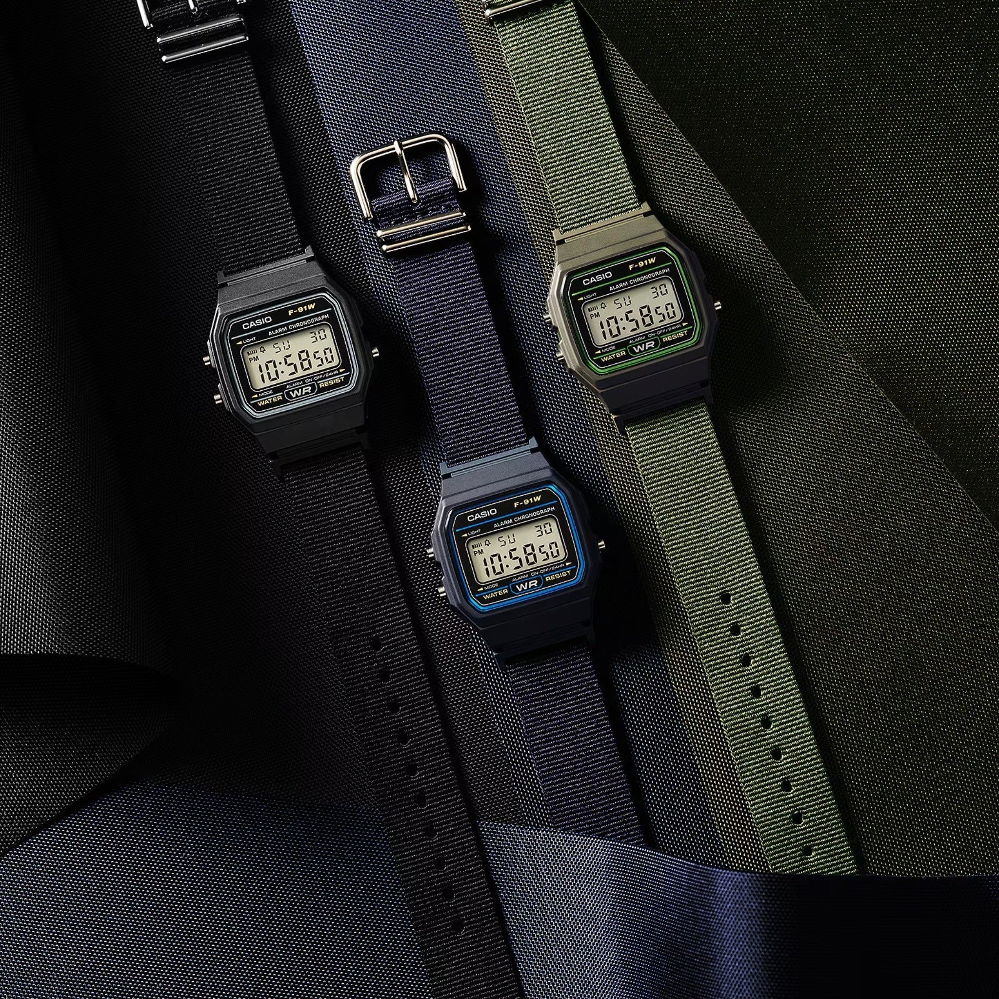Montre Casio Mixte F-91WF-3A Quartz Digitale Vert