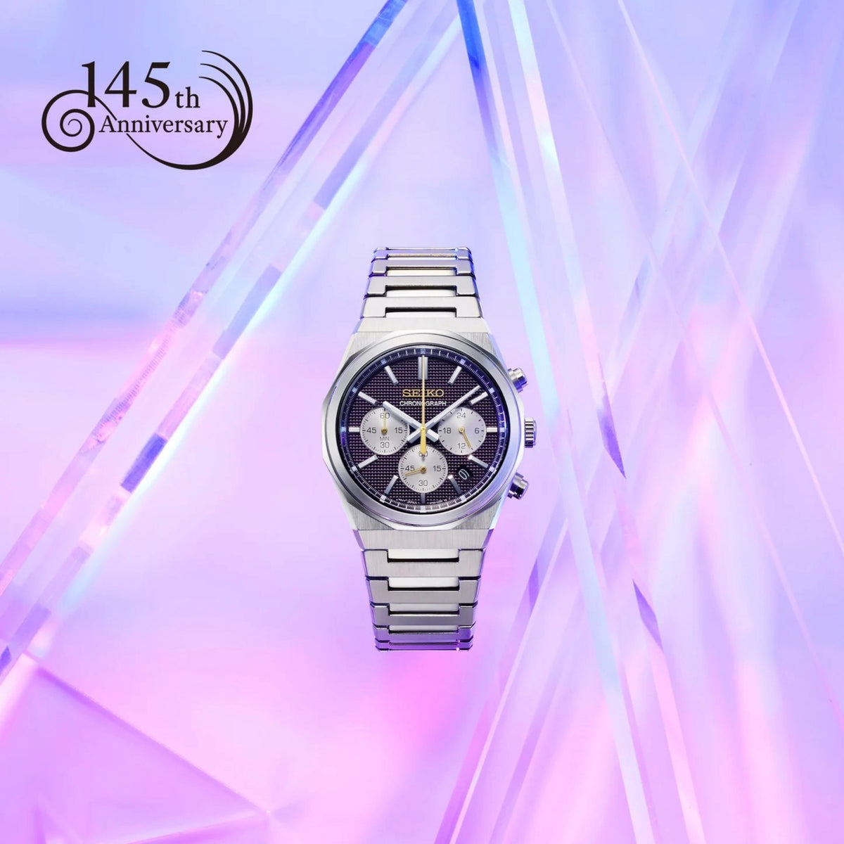 Seiko Essentials Men's Watch HGK003P1 Chronograph Limited Edition 145th Anniversary Silver Purple