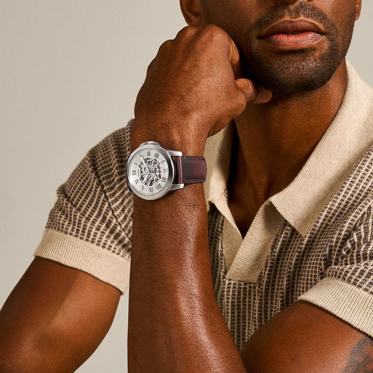 Montre Fossil Grant ME3099 Homme Champagne Cœur ouvert