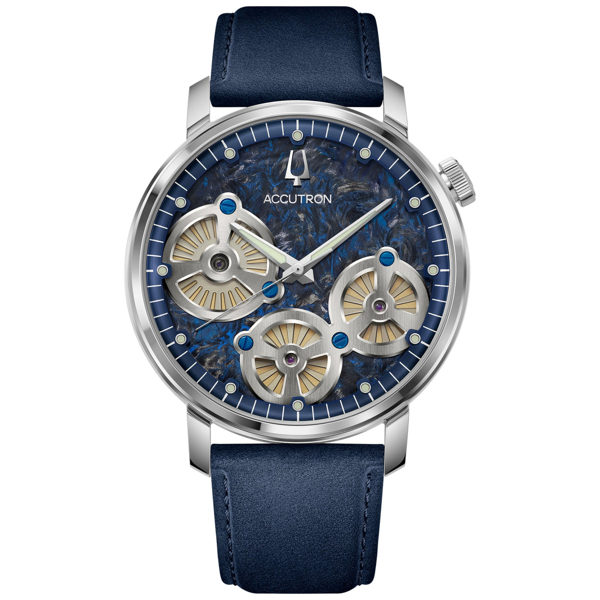 Reloj Bulova 26A215 Electrostatic 43.5mm Cuero Azul Hombre