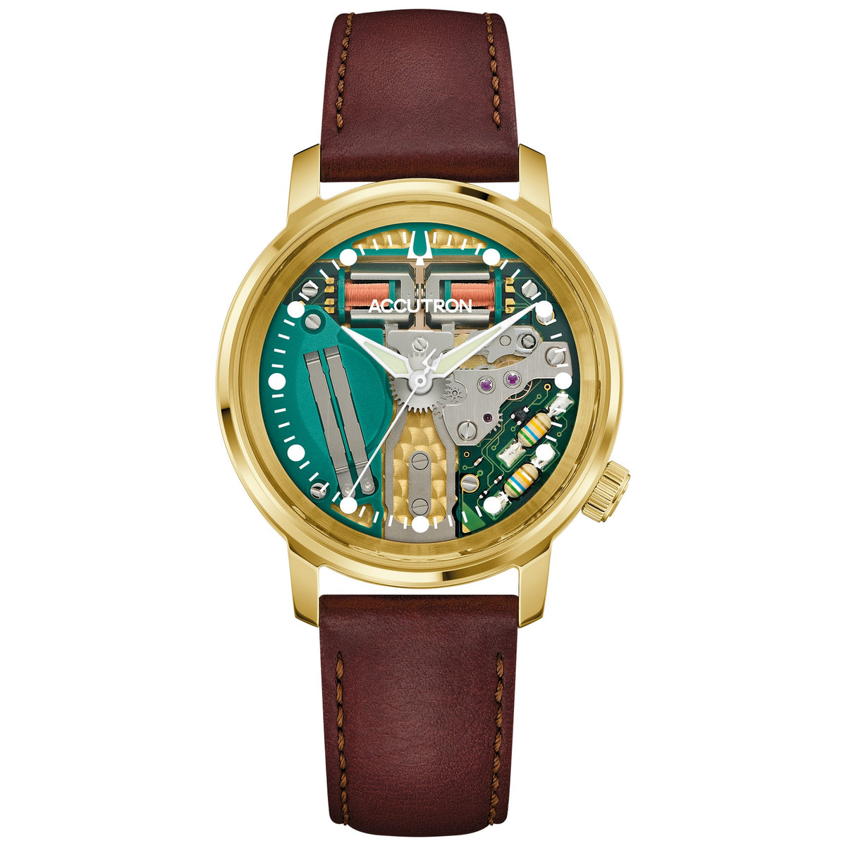 Bulova 27A206 Diapason Uhr 39mm 18 Karat Gold Leder Herren