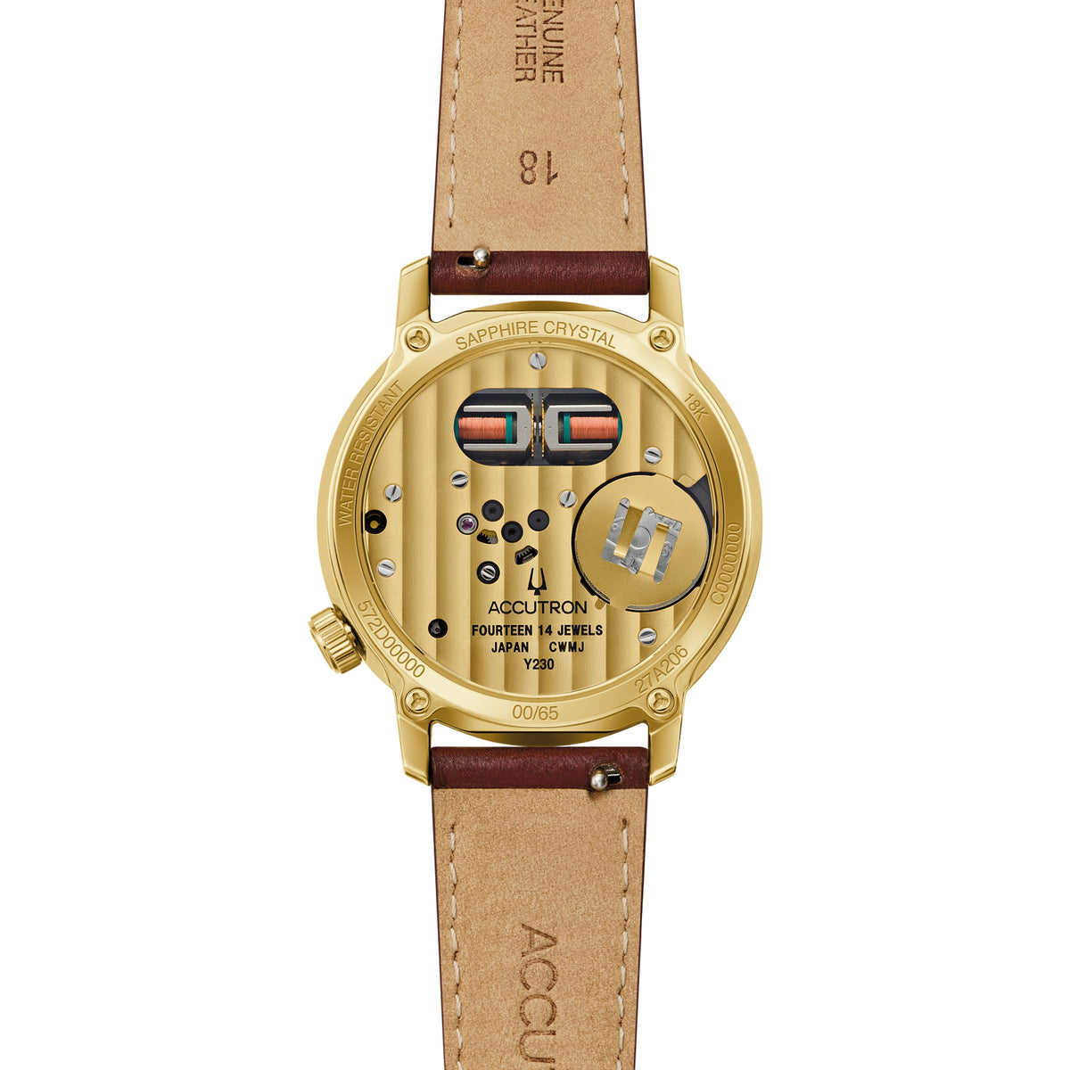 Bulova 27A206 Diapason Uhr 39mm 18 Karat Gold Leder Herren