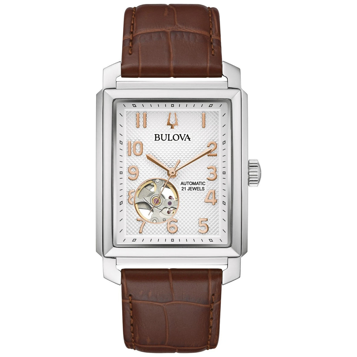 Bulova 96A268 Sutton Automatikuhr 33x49mm Leder Silber Herren