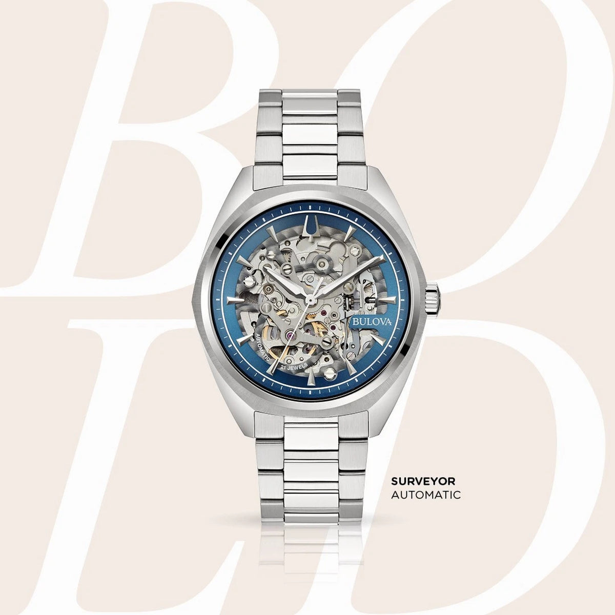 Montre Bulova 96A292 old classic Automatique 41mm Bleu Homme