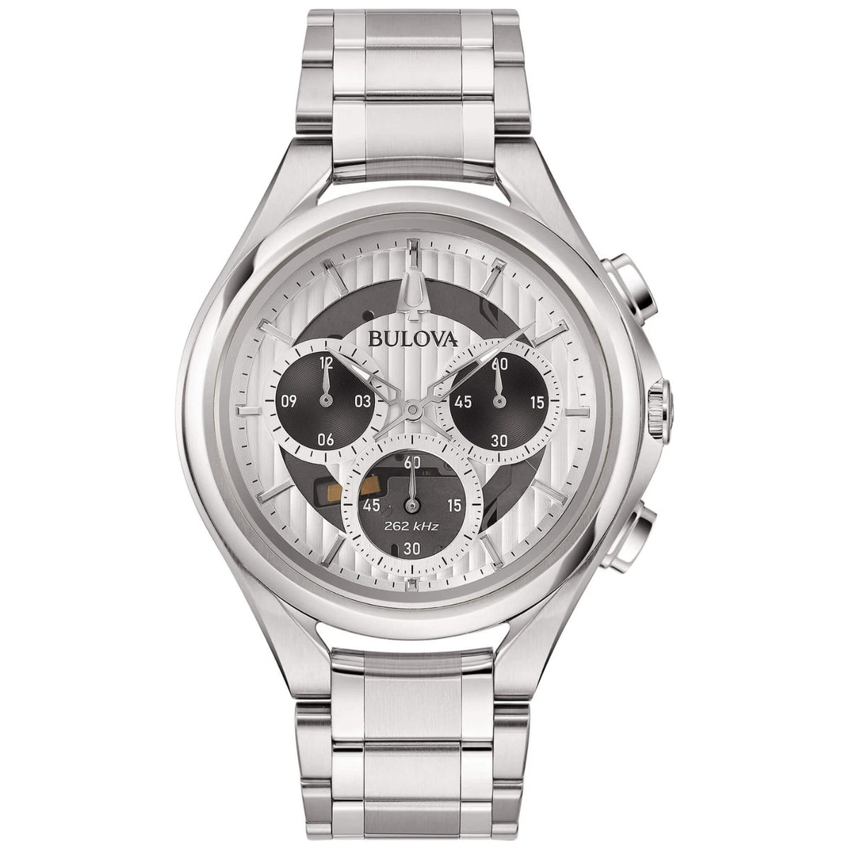 Bulova 96A301 Curv Chronograph 44mm Silver Men's Watch