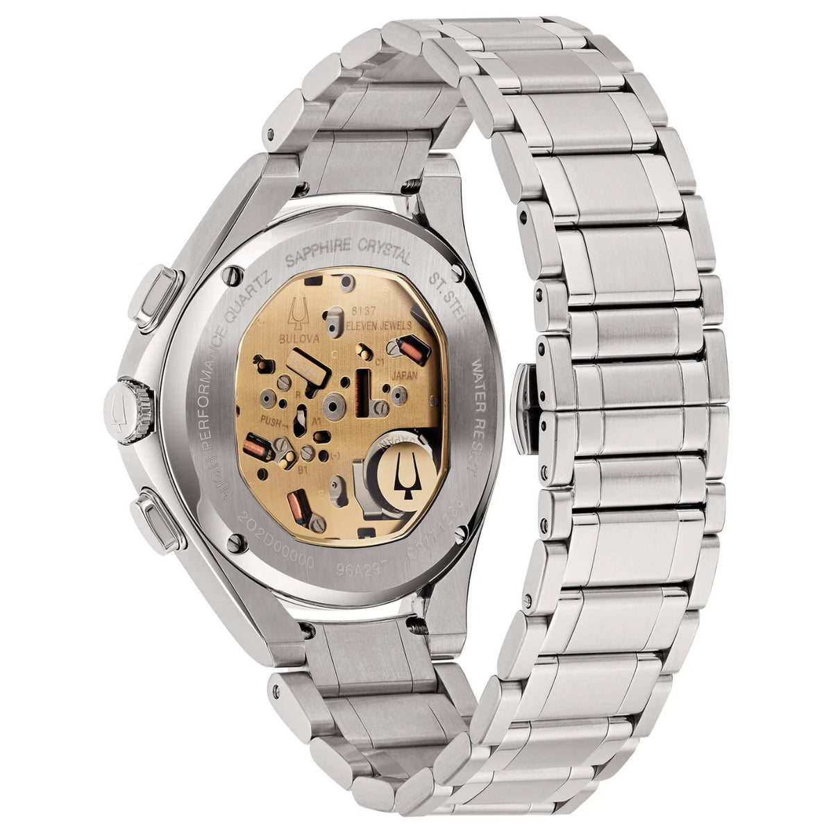Bulova 96A301 Curv Chronograph 44mm Silver Men's Watch