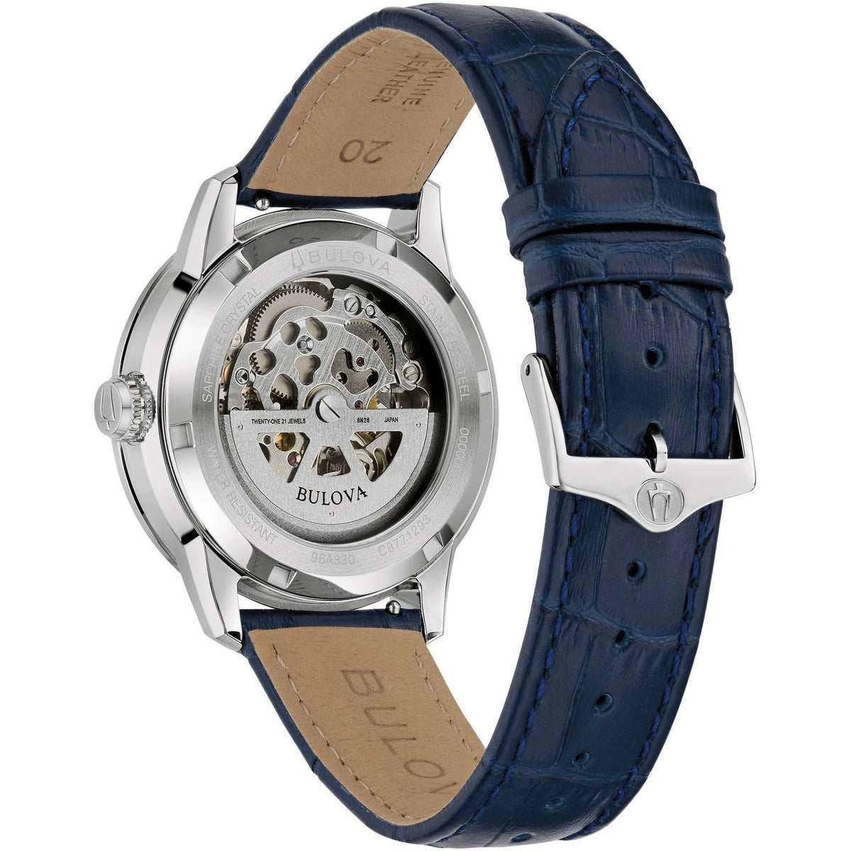 Montre Bulova 96A330 Sutton Automatique 40mm Cuir Argenté Homme