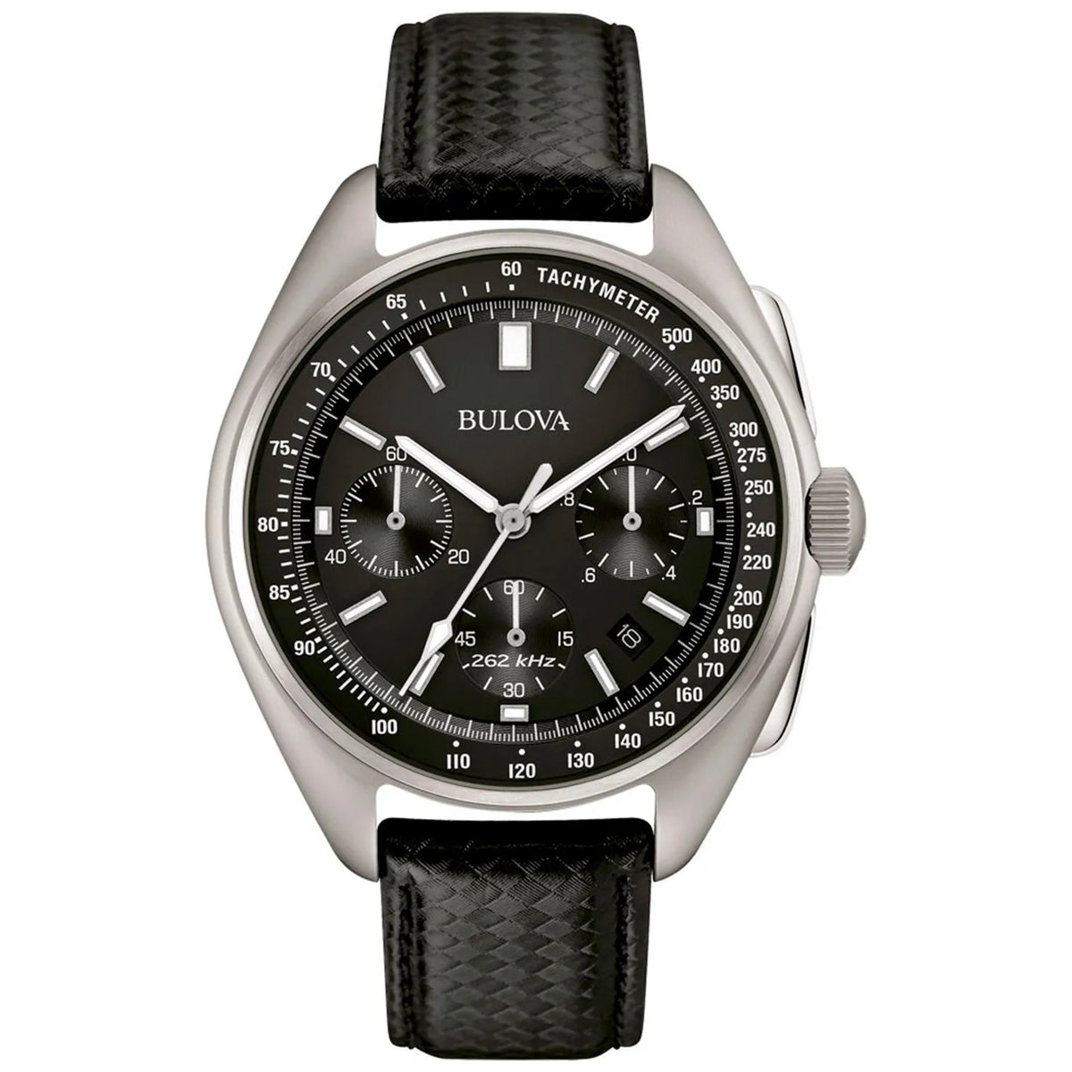 Bulova 96B251 Archive Series Chronograph 45mm Herrenuhr Schwarzes Leder
