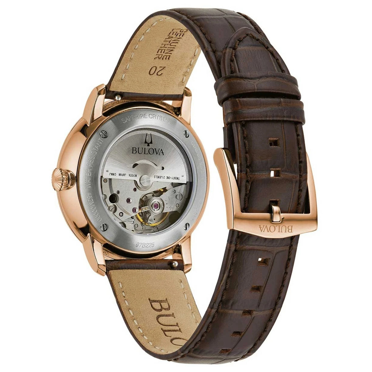 Bulova 97B225 Hudson Automatic 39mm Silver Men's Leather Watch