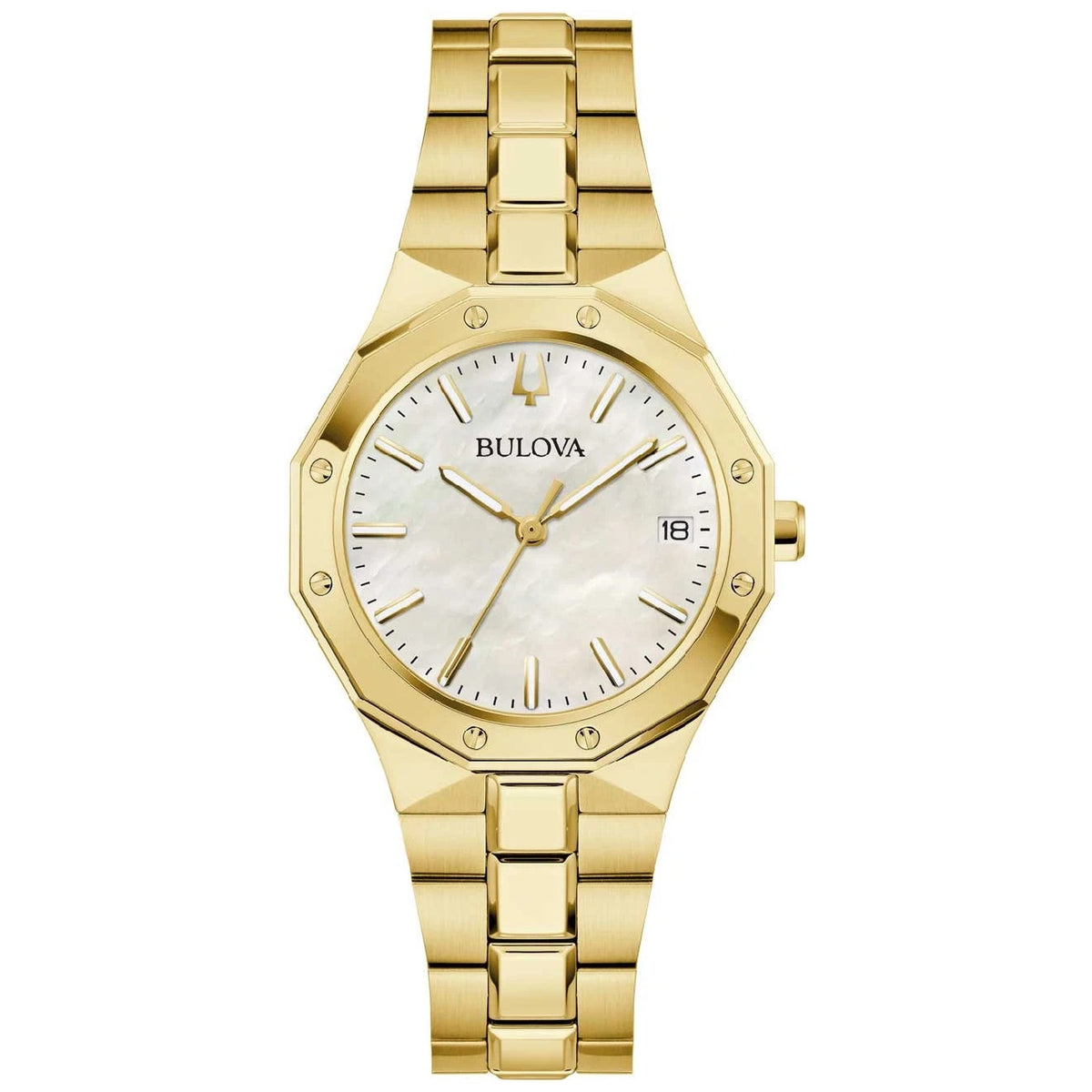 Bulova 97M119 Octagon 32mm Damen-Armbanduhr Perlmutt