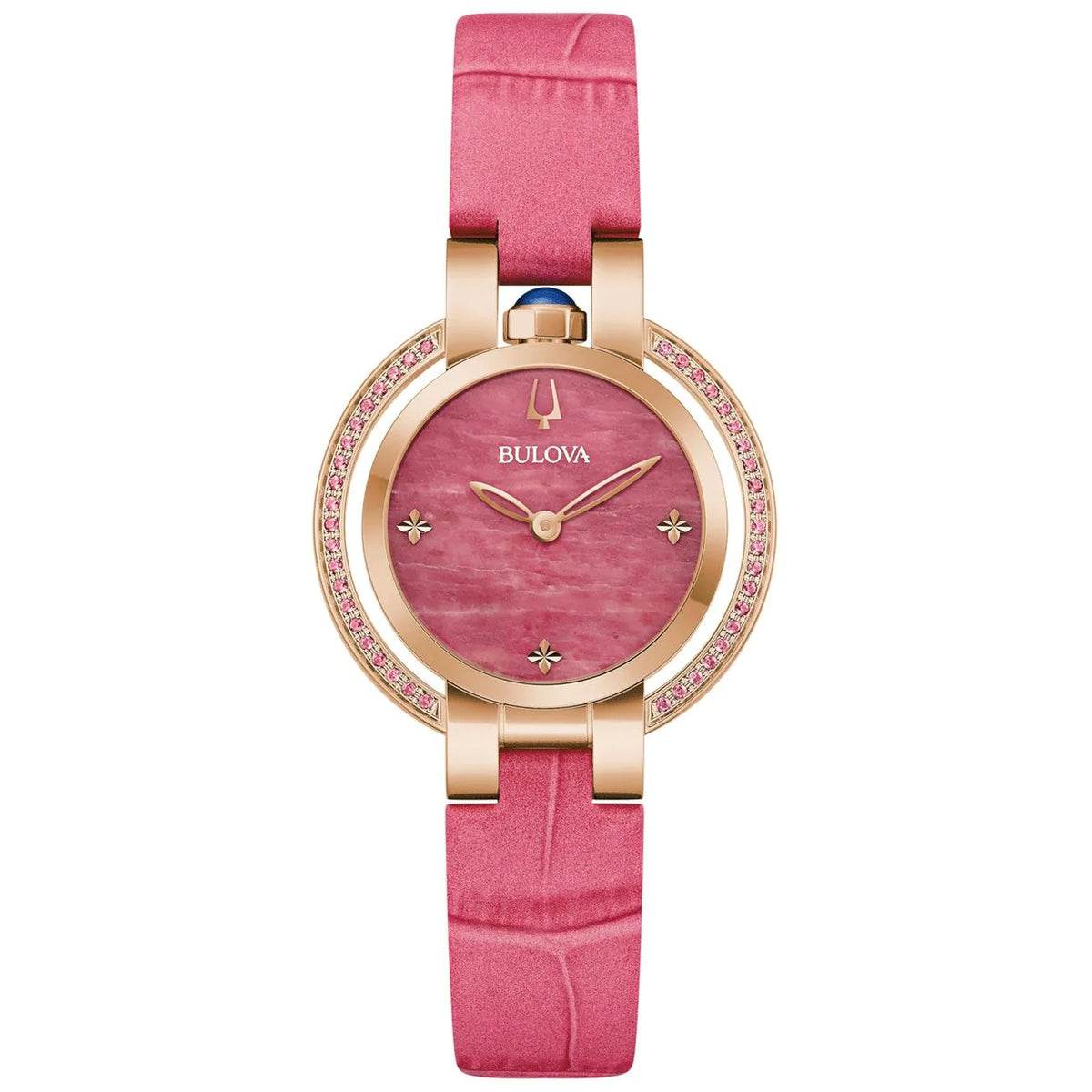 Bulova 97R103 Rubaiyat Diamonds 30.5mm Pink Leather Women's Watch