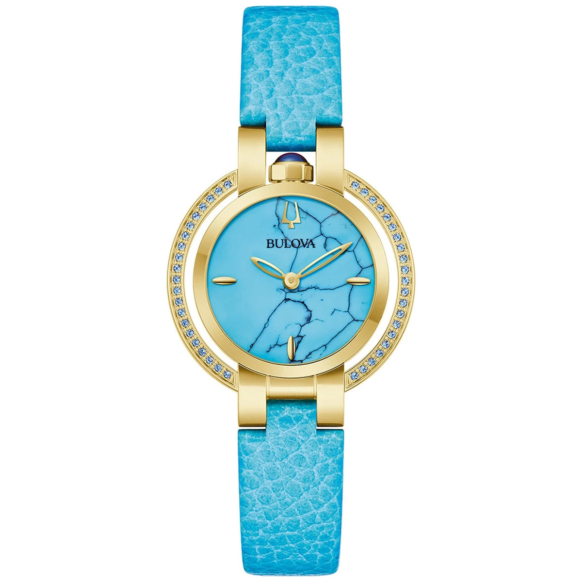 Bulova 97R104 Rubaiyat Diamonds 30.5mm Blue Leather Women's Watch