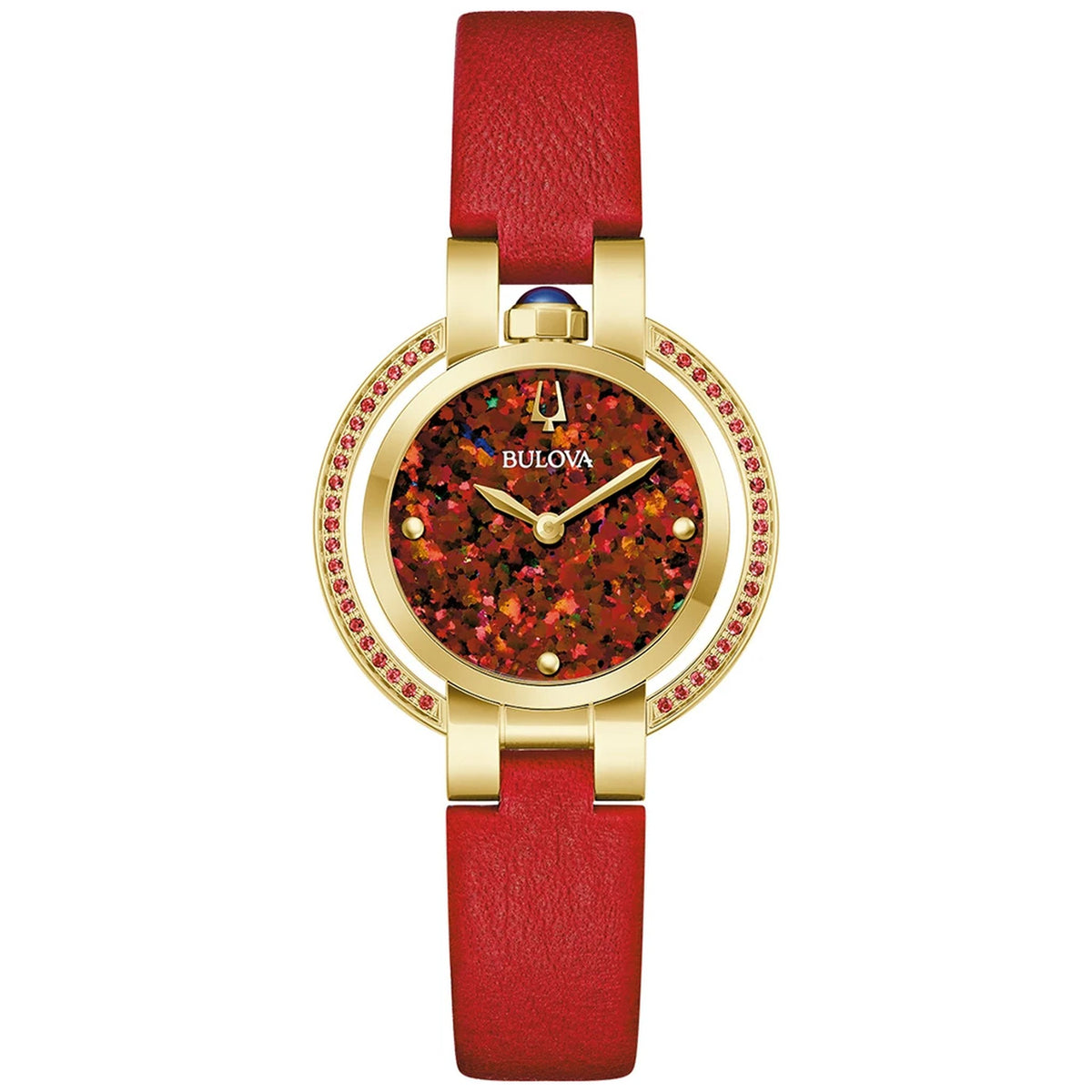 Bulova 97R105 Rubaiyat Diamonds 30.5mm Red Leather Women's Watch