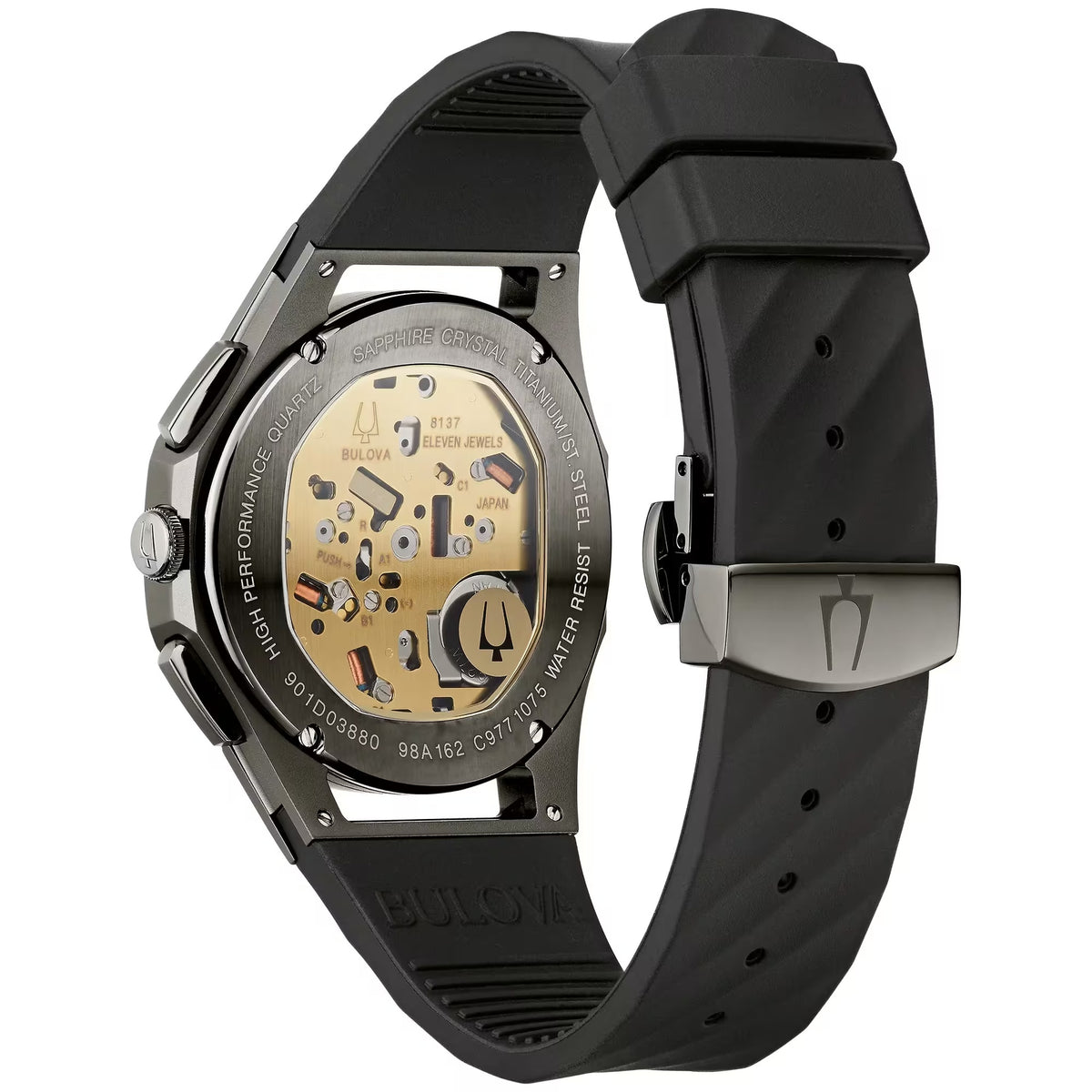Bulova 98A162 Chronograph 44mm Titan Kautschuk Schwarz Herrenuhr