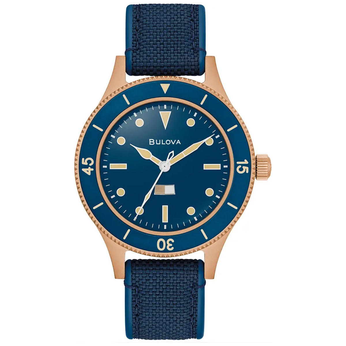 Bulova 98A325 Mil-Ship Automatikuhr 41 mm Bronze blaues Cordura-Polyester Herren
