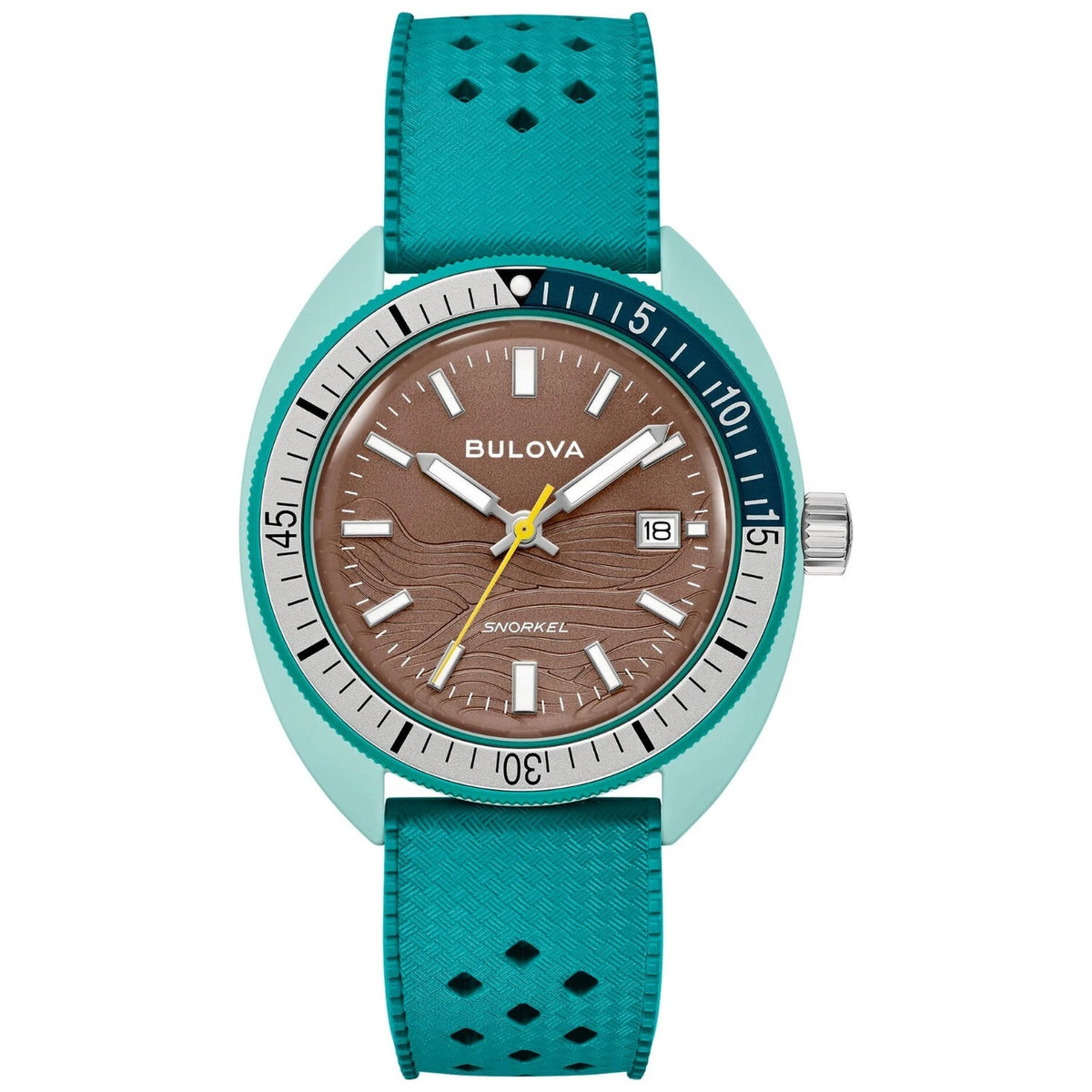 Montre Bulova 98B446 Snorkel 41mm Céramique hybride Caoutchouc Marron Homme