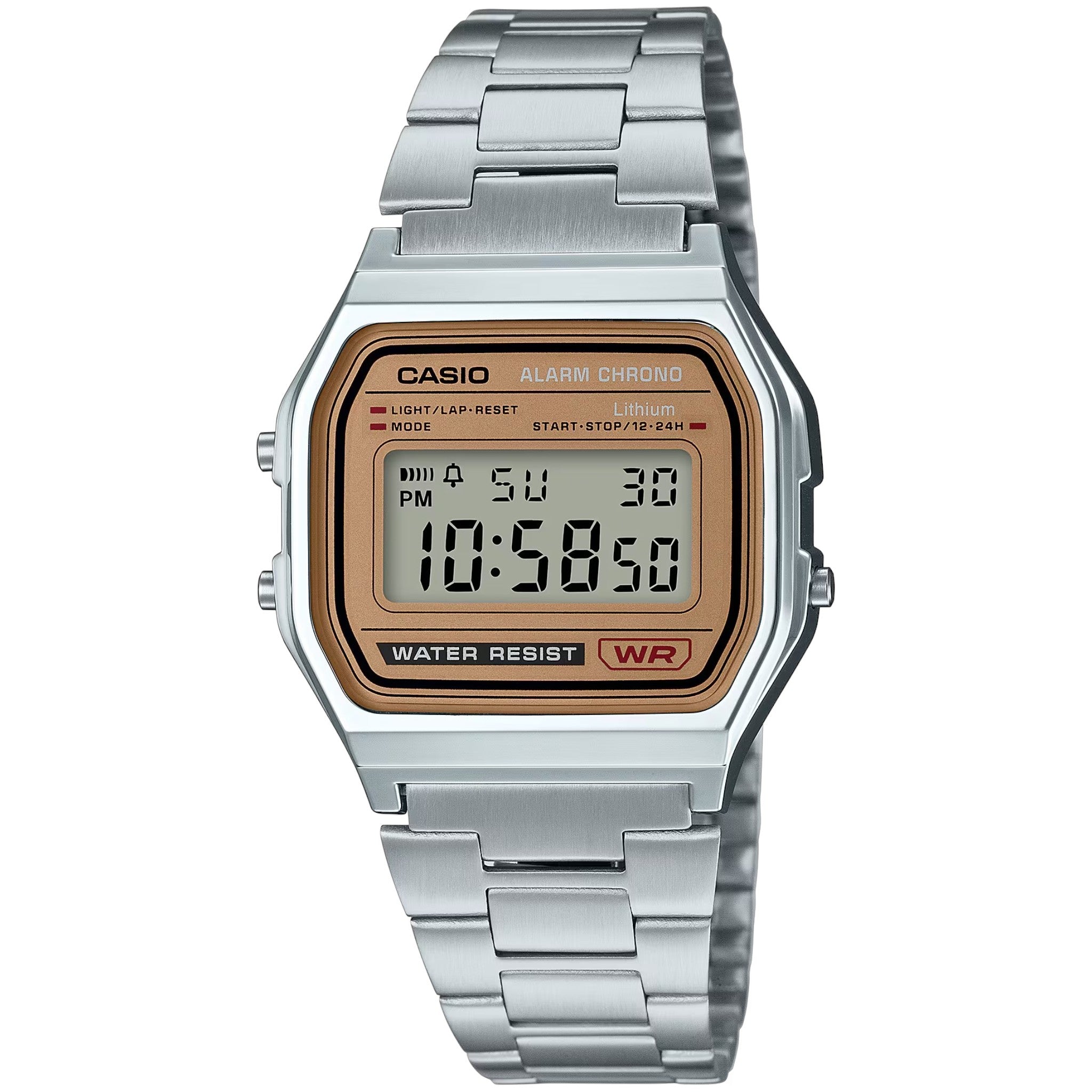 Casio Unisex Vintage Retro A158WEA-9 Digital Watch Silver Brown