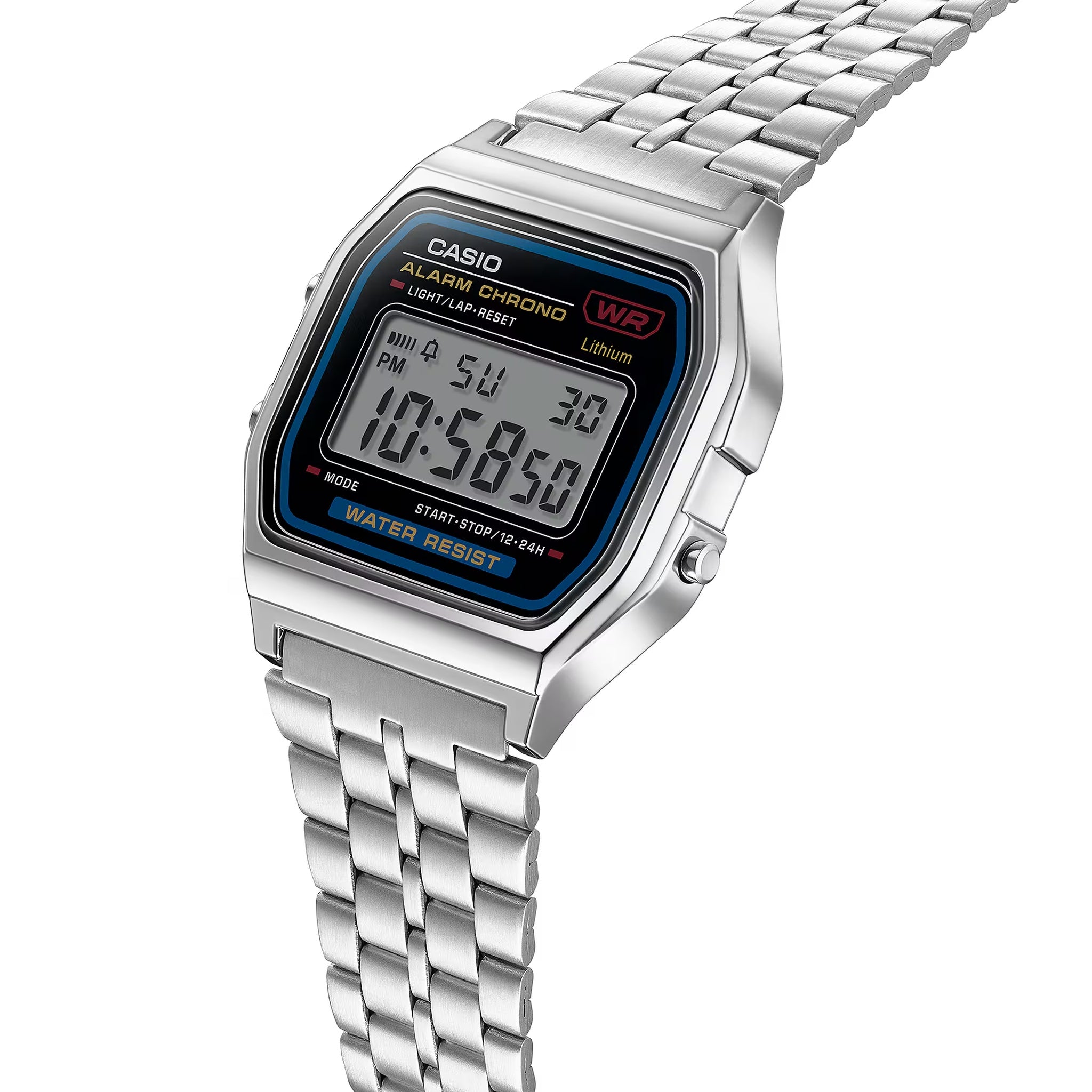 Montre Casio Mixte Vintage A159W-N1 Quartz Digitale Argent Noir