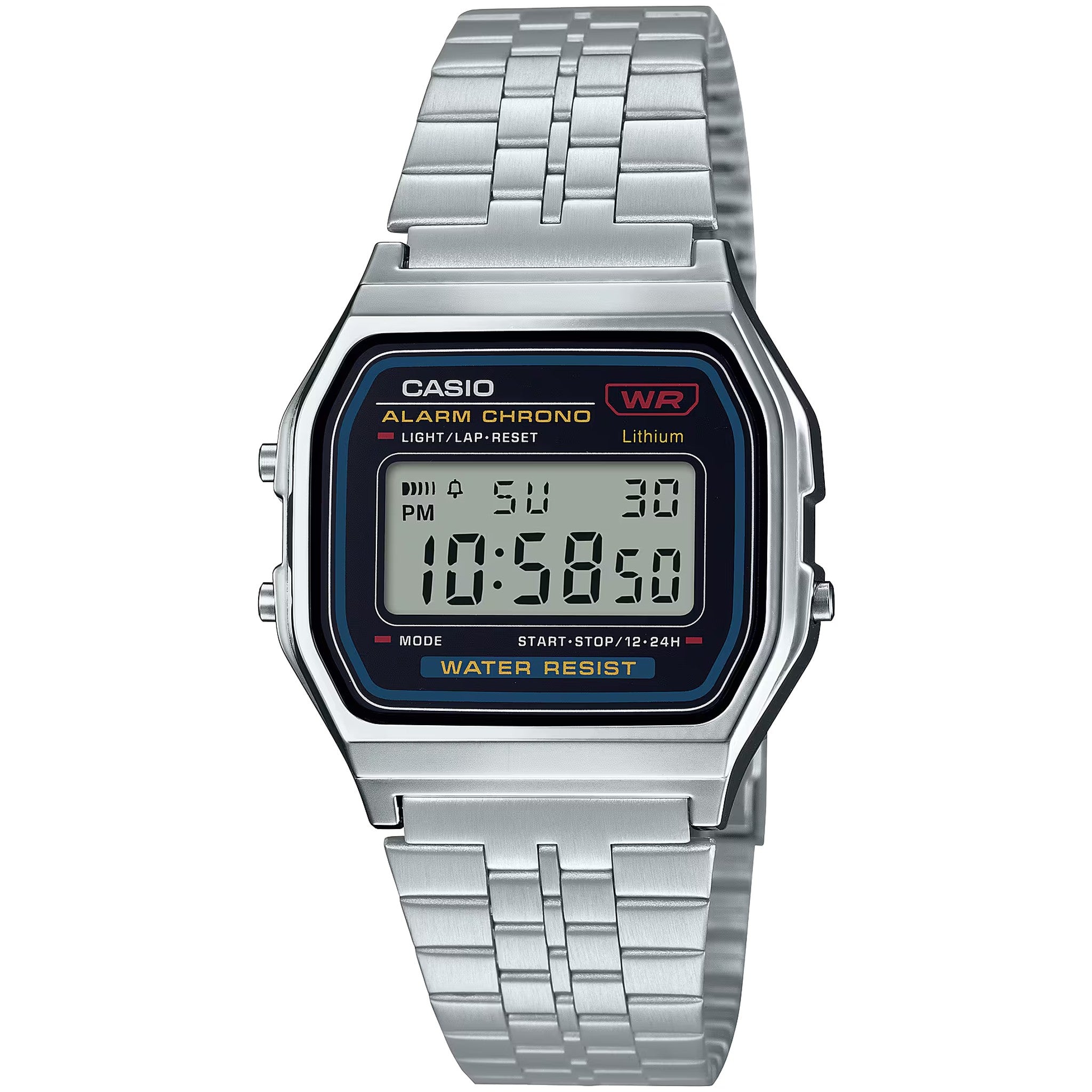 Montre Casio Mixte Vintage A159WA-N1 Quartz Digitale Argent Noir