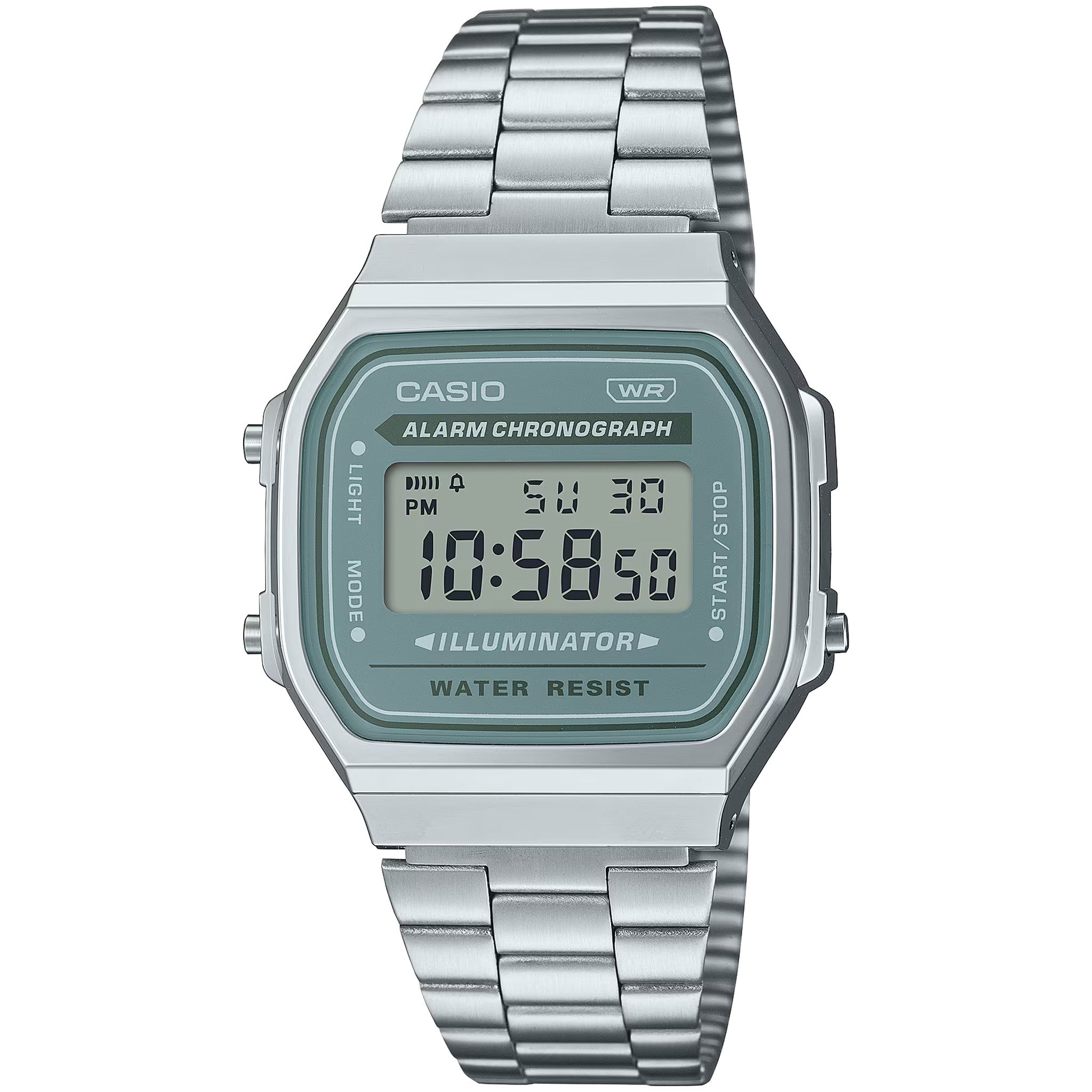 Montre Casio Mixte Vintage A168WA-3A Quartz Digitale Argent Gris