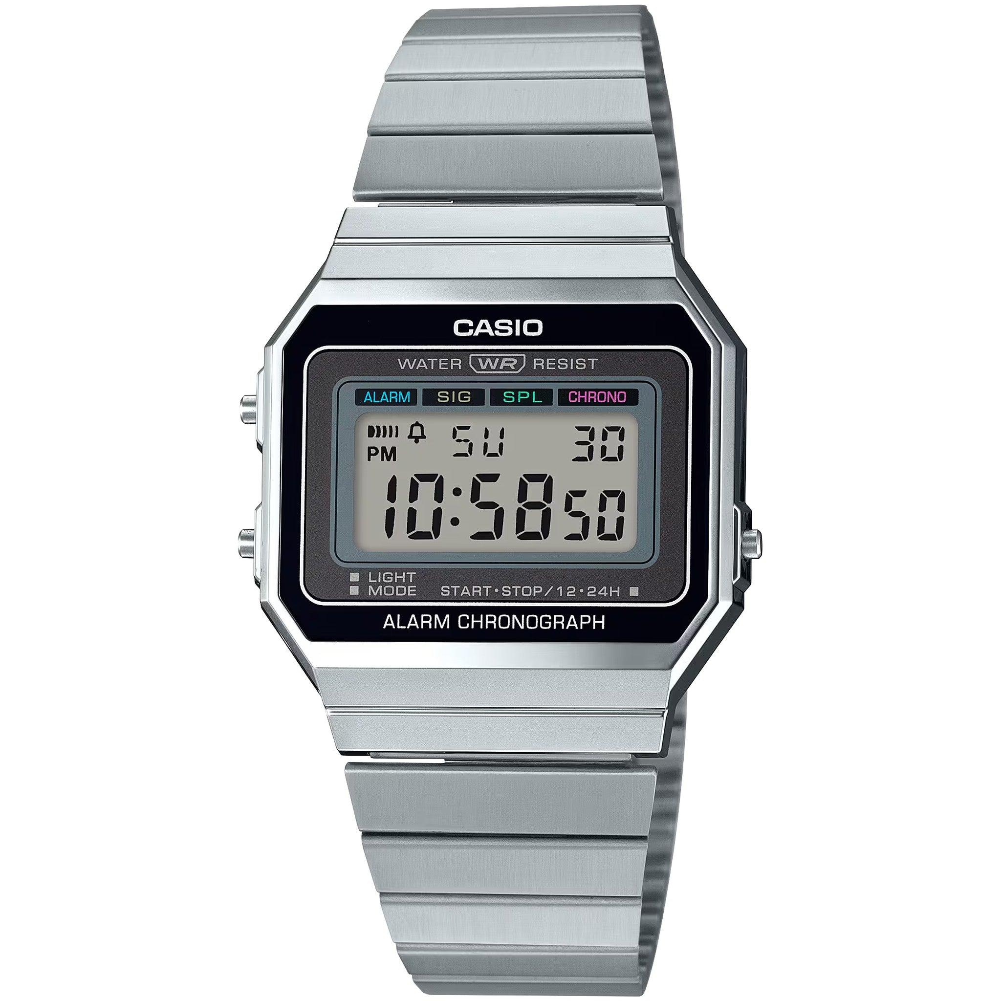 Montre Casio Mixte Vintage A700W-1A Quartz Digitale Argent Noir