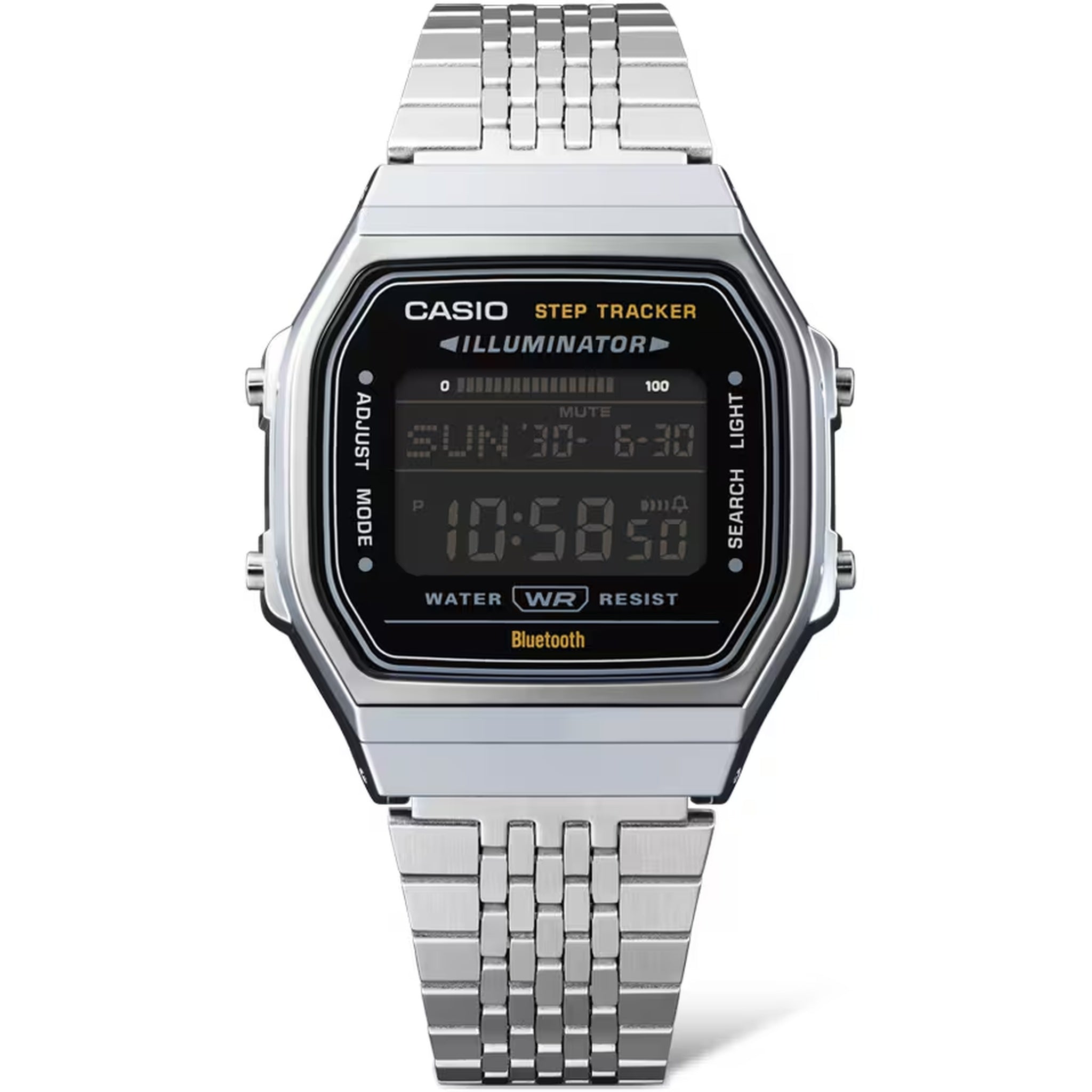 Montre Casio Mixte Vintage ABL-100WE-1B Quartz Digitale Argent Noir