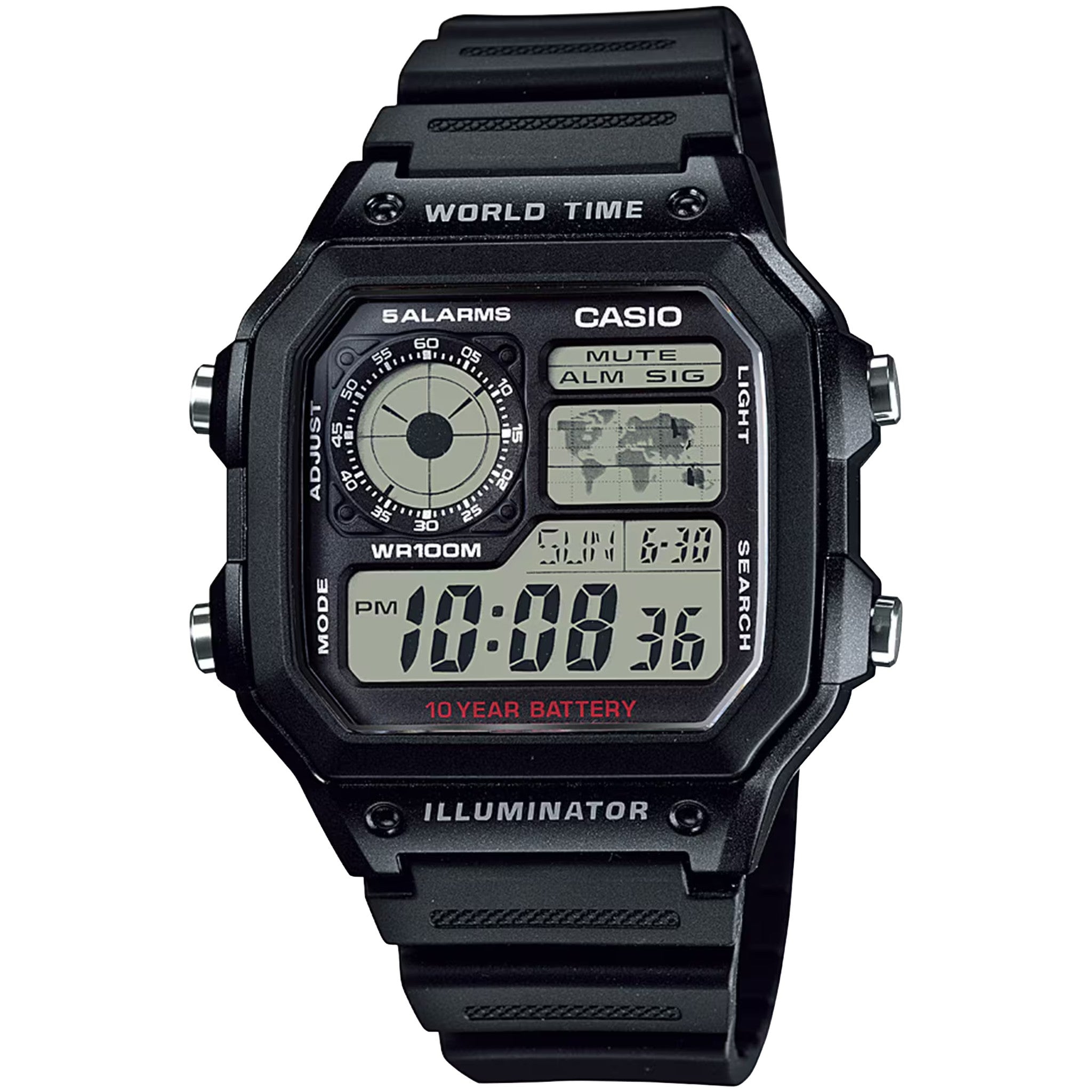 Casio Herrenuhr AE-1200WH-1A Quarz Digital Schwarz