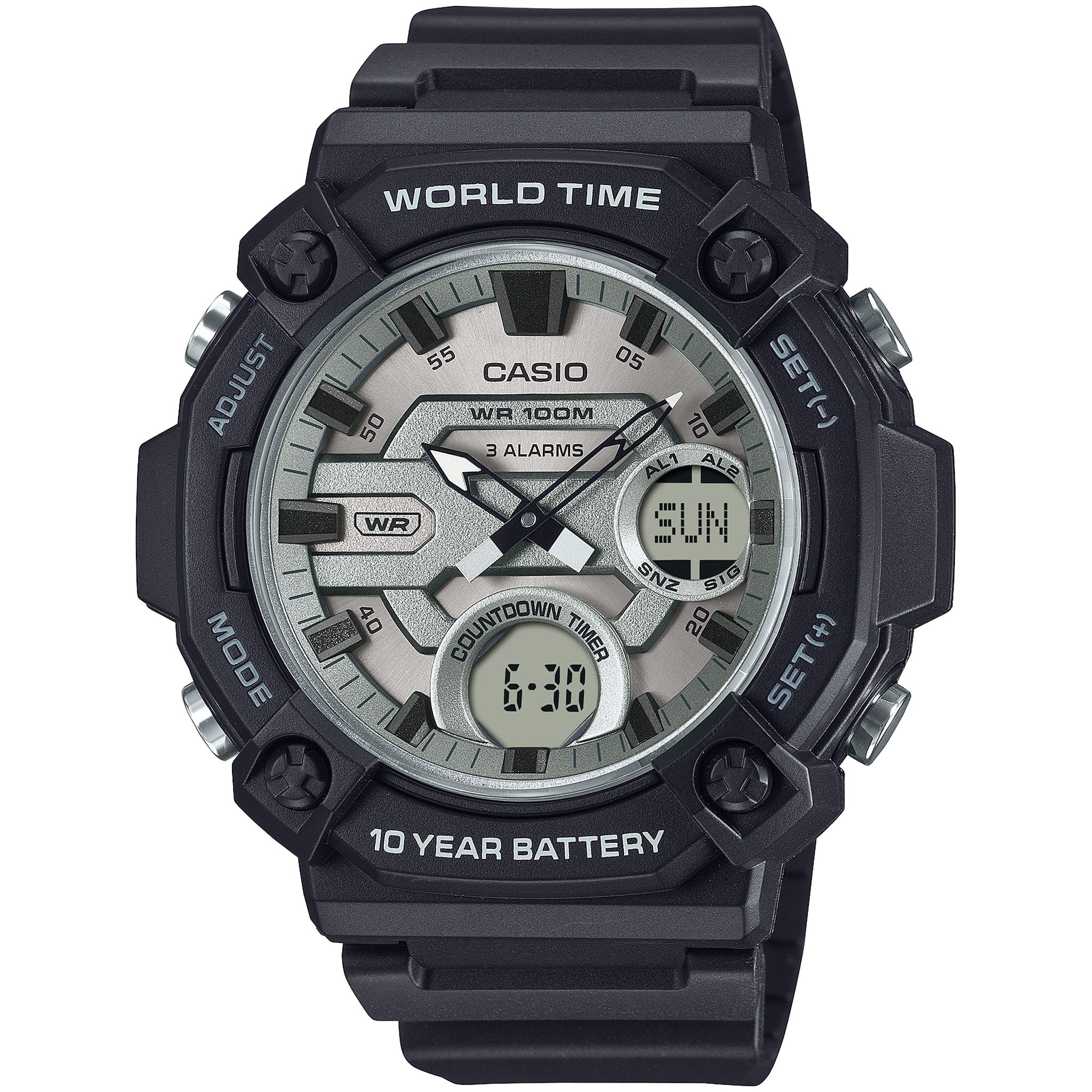 Montre Casio Homme AEQ-120W-7A Quartz Analogique / Digitale Noir Argent