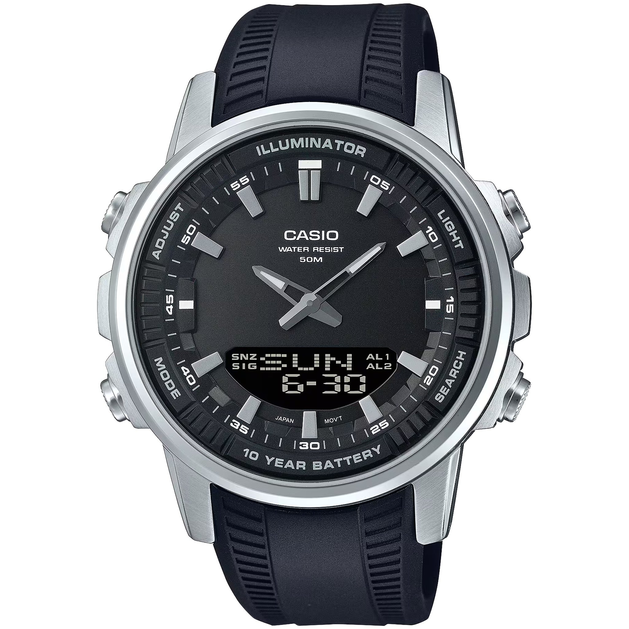 Montre Casio Homme AMW-880-1A Quartz Analogique / Digitale Argent Noir