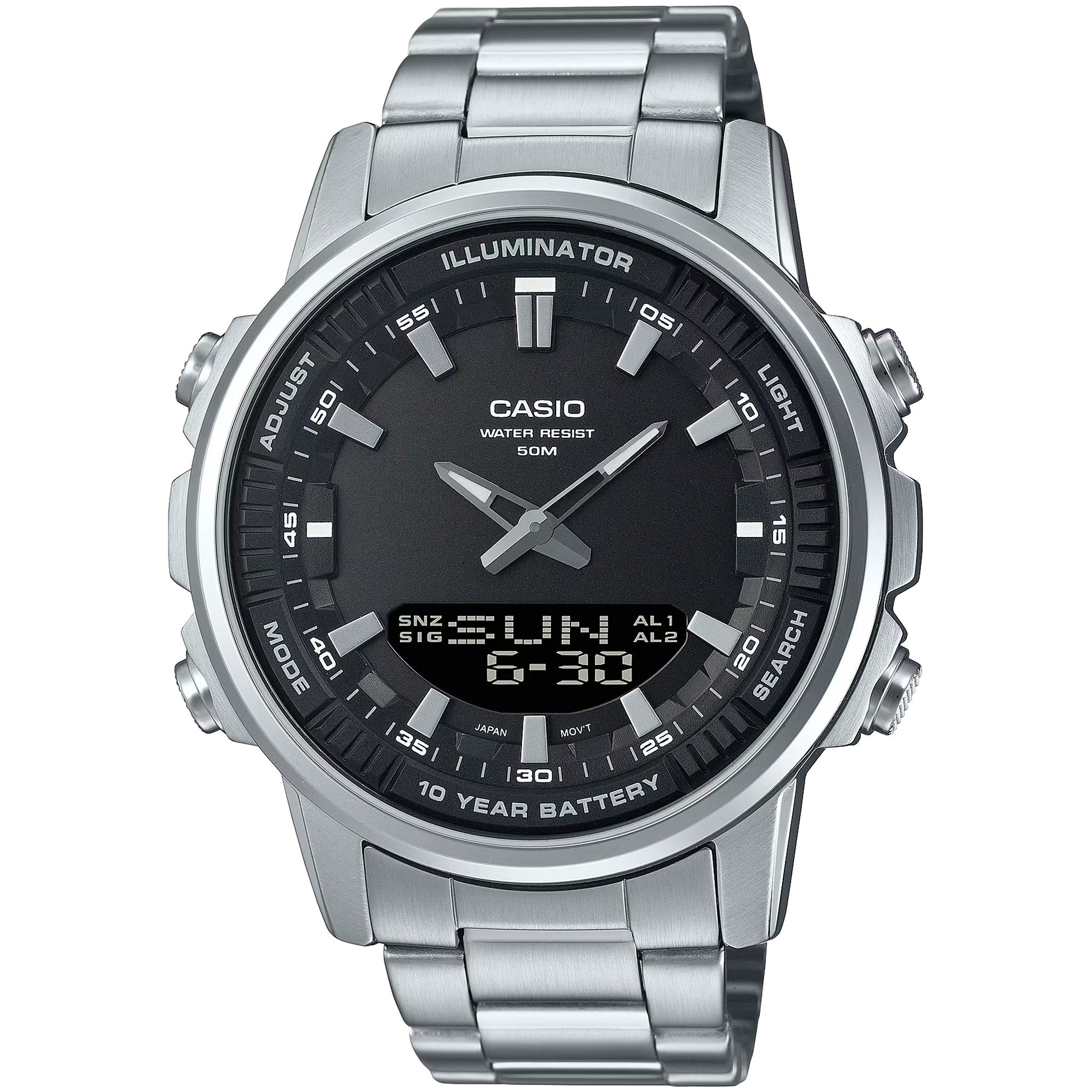 Montre Casio Homme AMW-880D-1A Quartz Analogique / Digitale Argent Noir