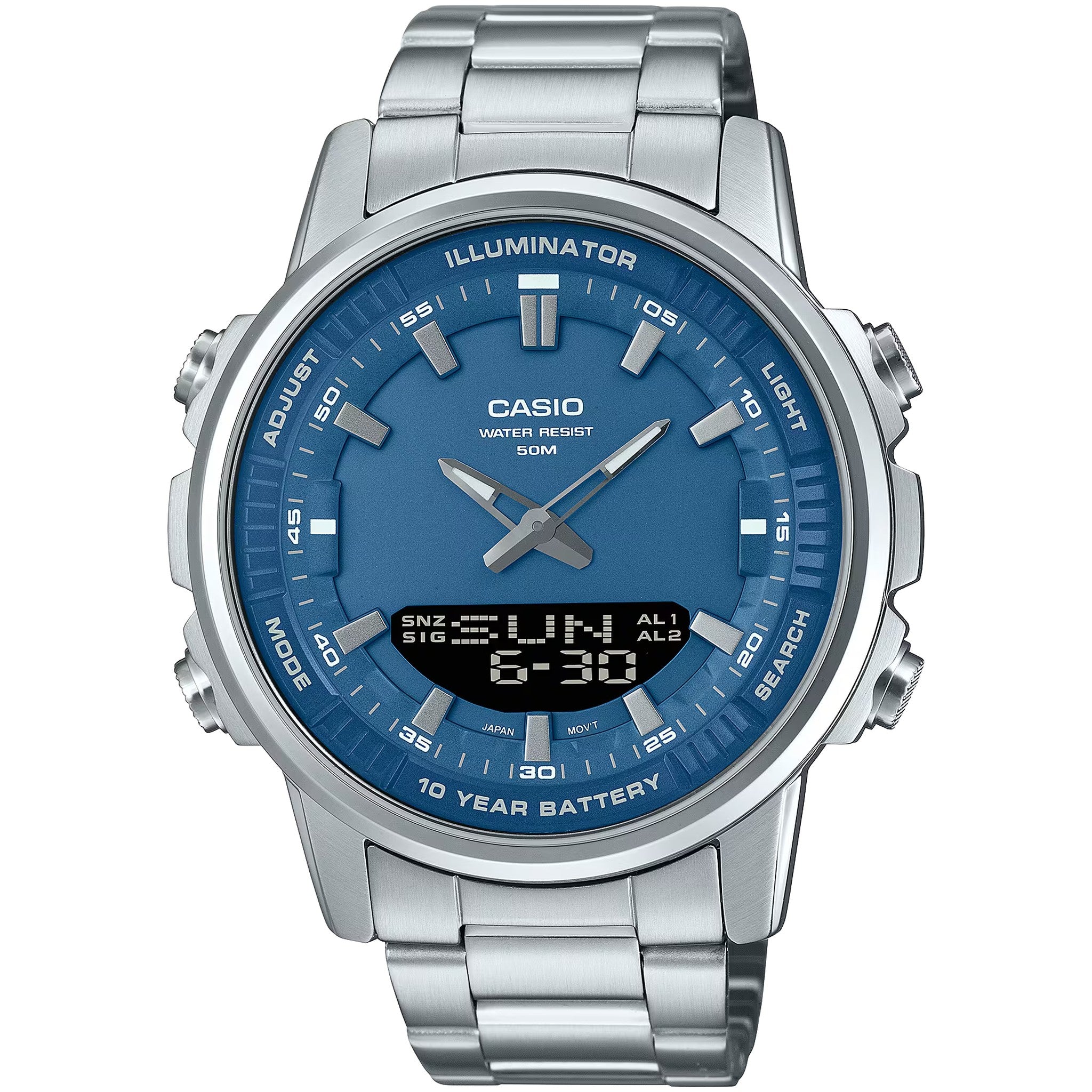 Montre Casio Homme AMW-880D-2A1 Quartz Analogique / Digitale Argent Bleu