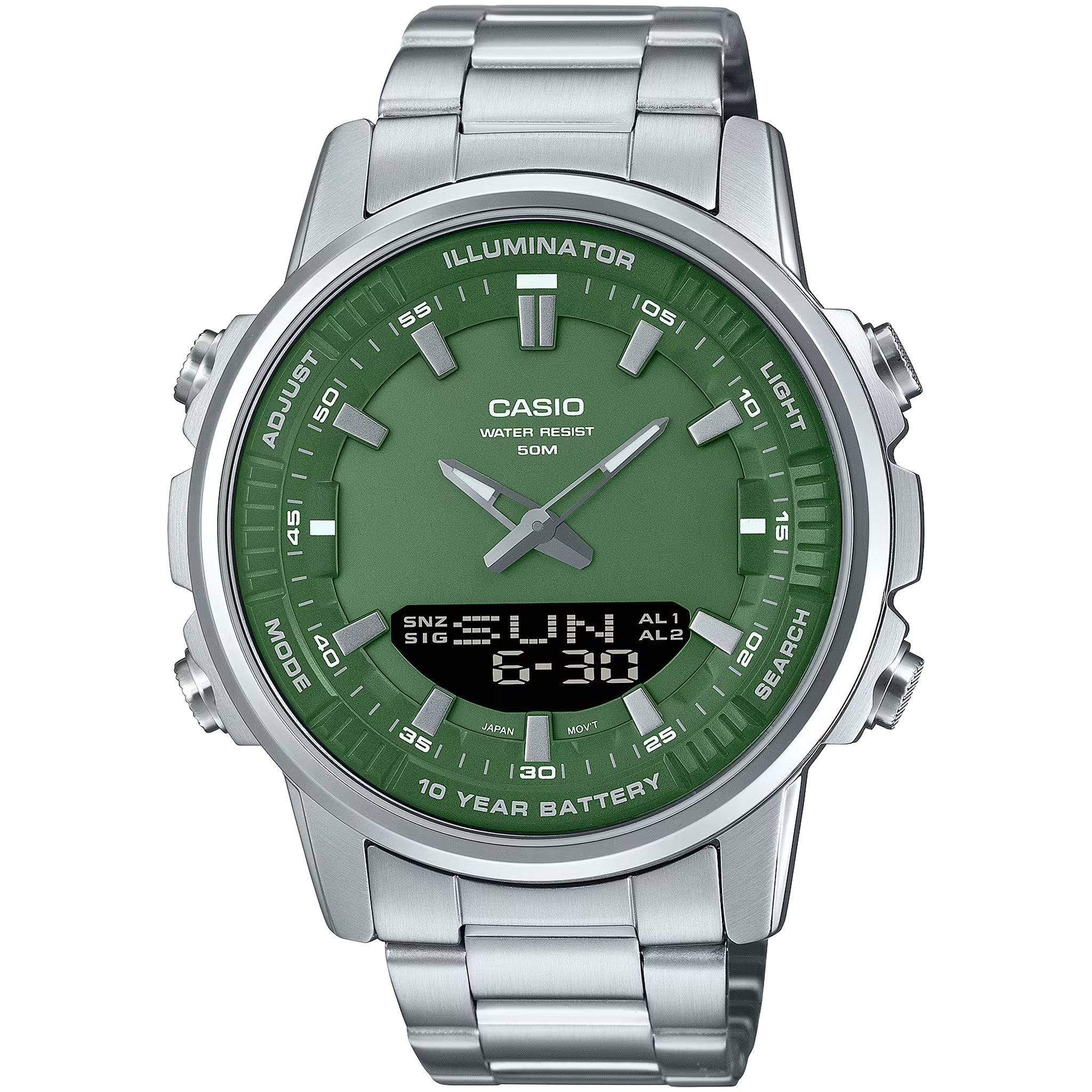 Montre Casio Homme AMW-880D-3A Quartz Analogique / Digitale Argent Vert