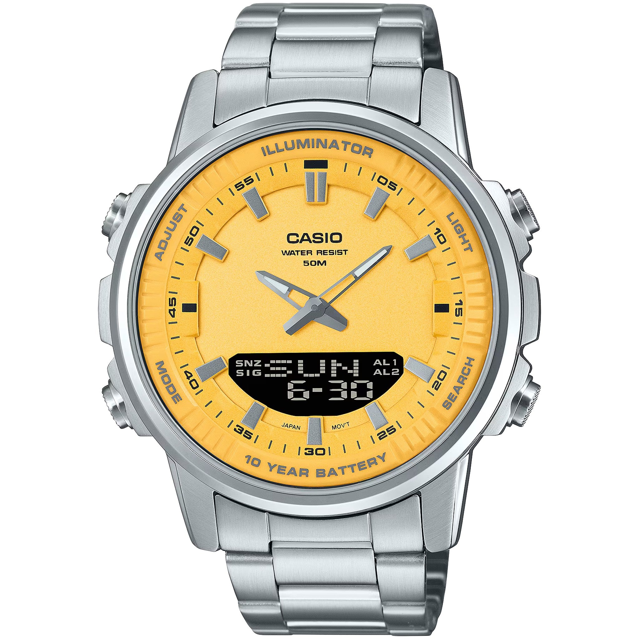 Montre Casio Homme AMW-880D-9A Quartz Analogique / Digitale Argent jaune