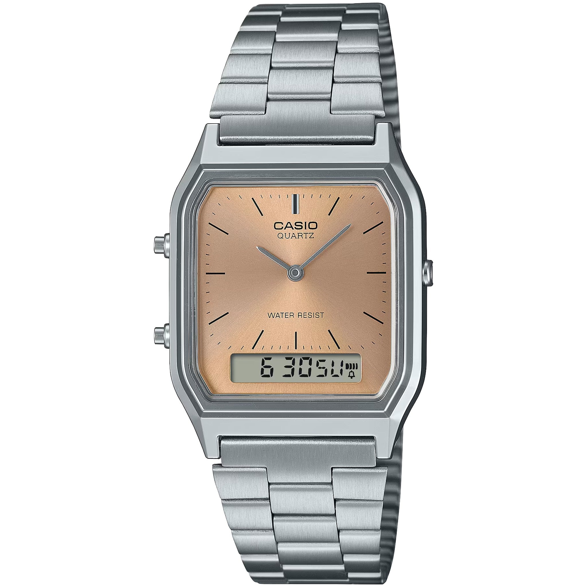 Montre Casio Mixte Vintage AQ-230A-4A Quartz Analogique / Digitale Argent Bronze