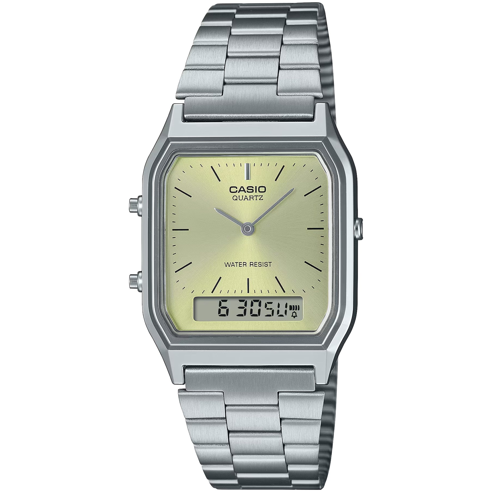 Montre Casio Mixte Vintage AQ-230A-9A Quartz Analogique / Digitale Argent Vert