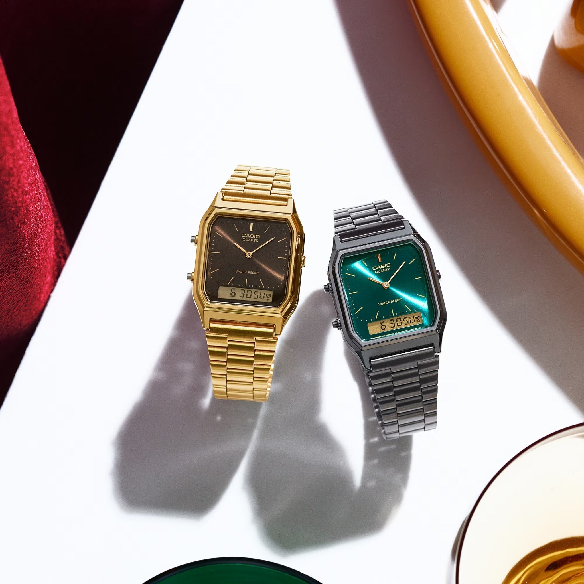 Casio Unisex Vintage Retro Uhr AQ-230EGG-3A Grau Grün