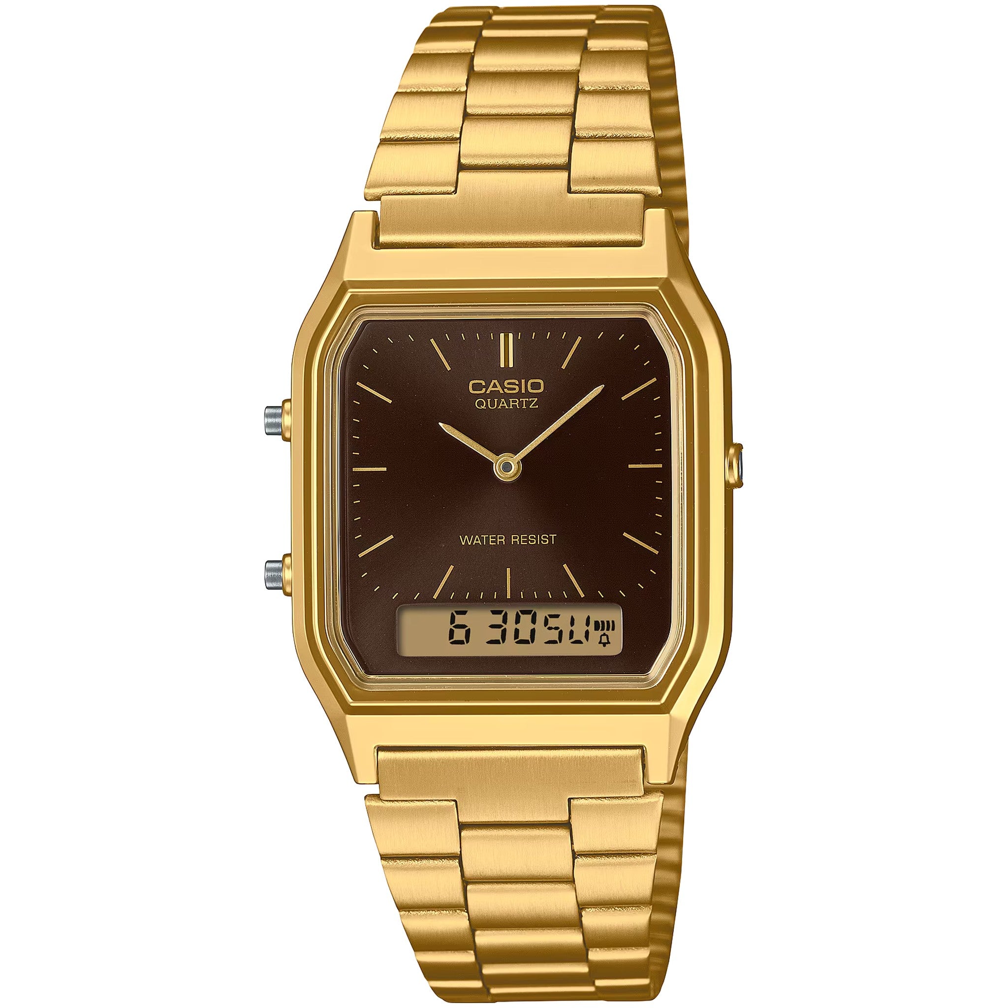 Montre Casio Mixte Vintage AQ-230GA-5A Quartz Analogique / Digitale Doré Marron